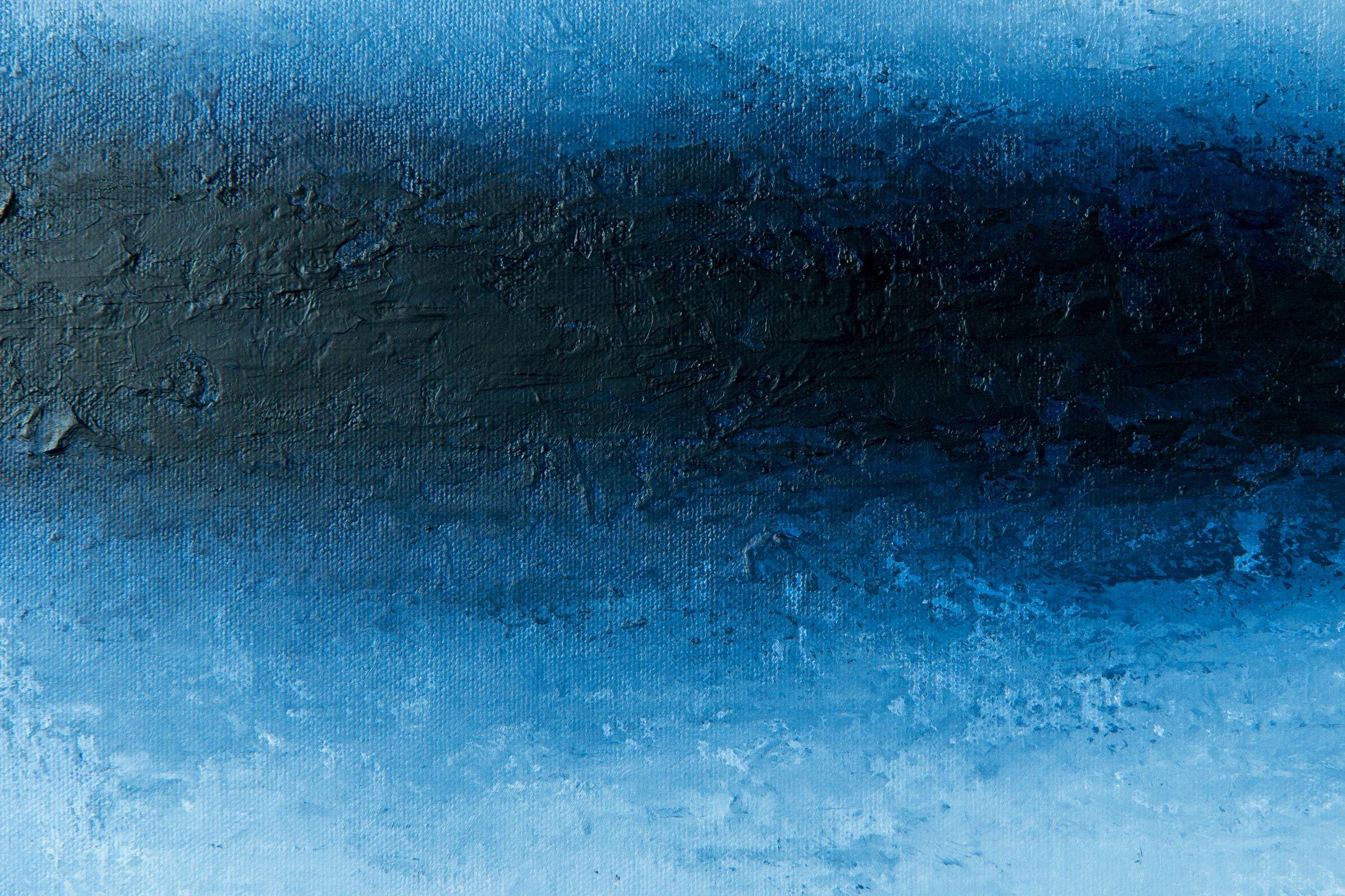 Horizonte helado, Pintura, Acrílico sobre lienzo - Abstract Painting Azul de Stefan Fierros