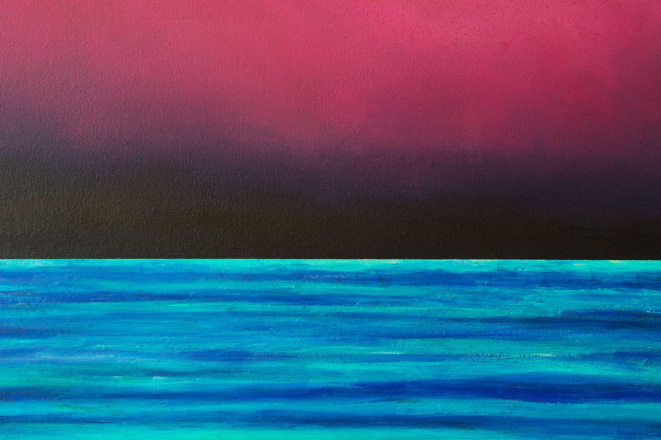 Ce paysage marin abstrait est une œuvre spontanée inspirée par la mer qui se trouve à quelques pas de chez moi. Créée dans un style audacieux et expressif, la mer est peinte avec un subtil effet d'empâtement qui ajoute de la texture à la surface de