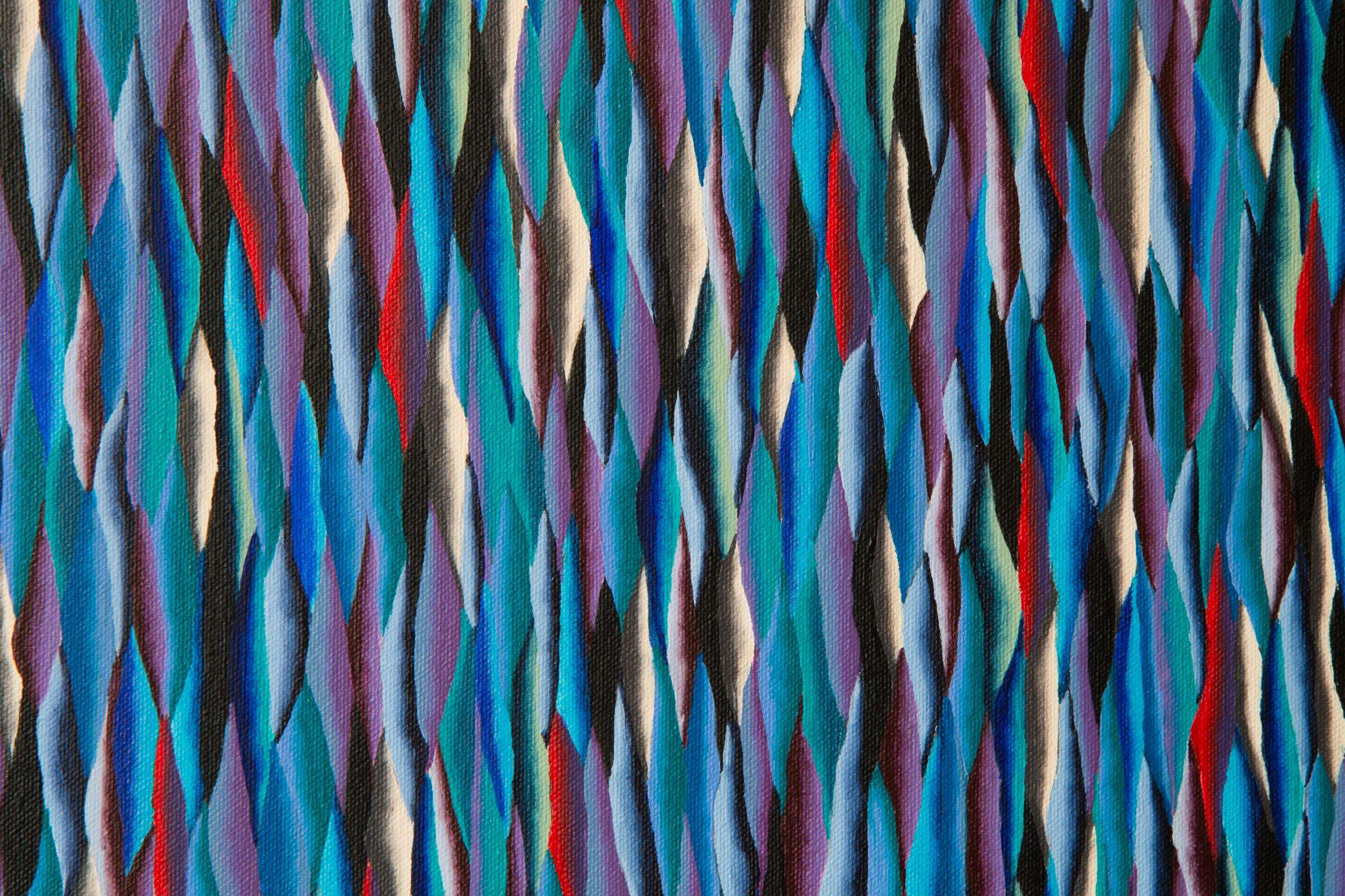 Shifting harmonies- 4, Gemälde, Acryl auf Leinwand (Blau), Abstract Painting, von Stefan Fierros