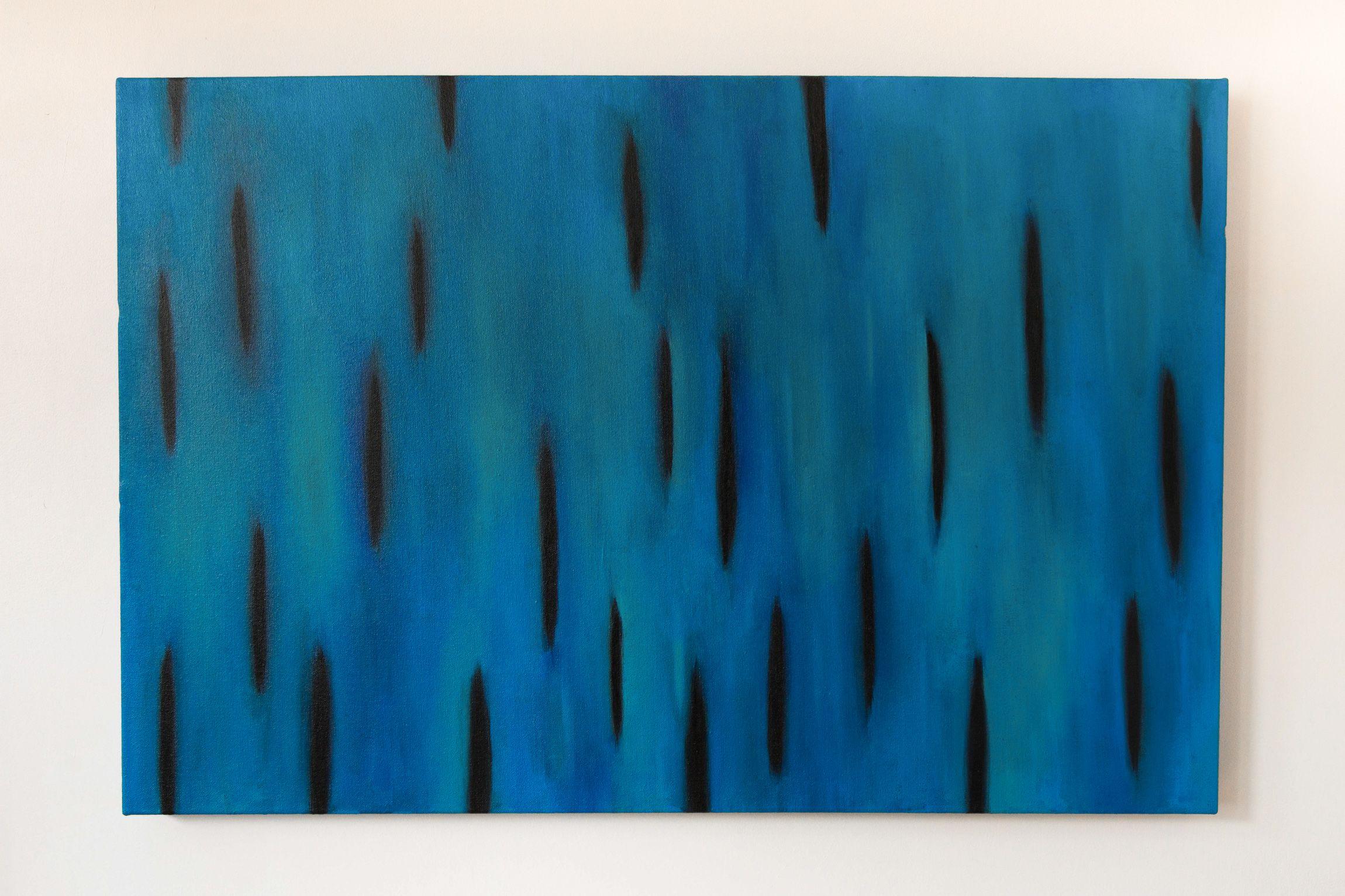 The gathering, Painting, Acrylic on Canvas - Blue Abstract Painting by Stefan Fierros