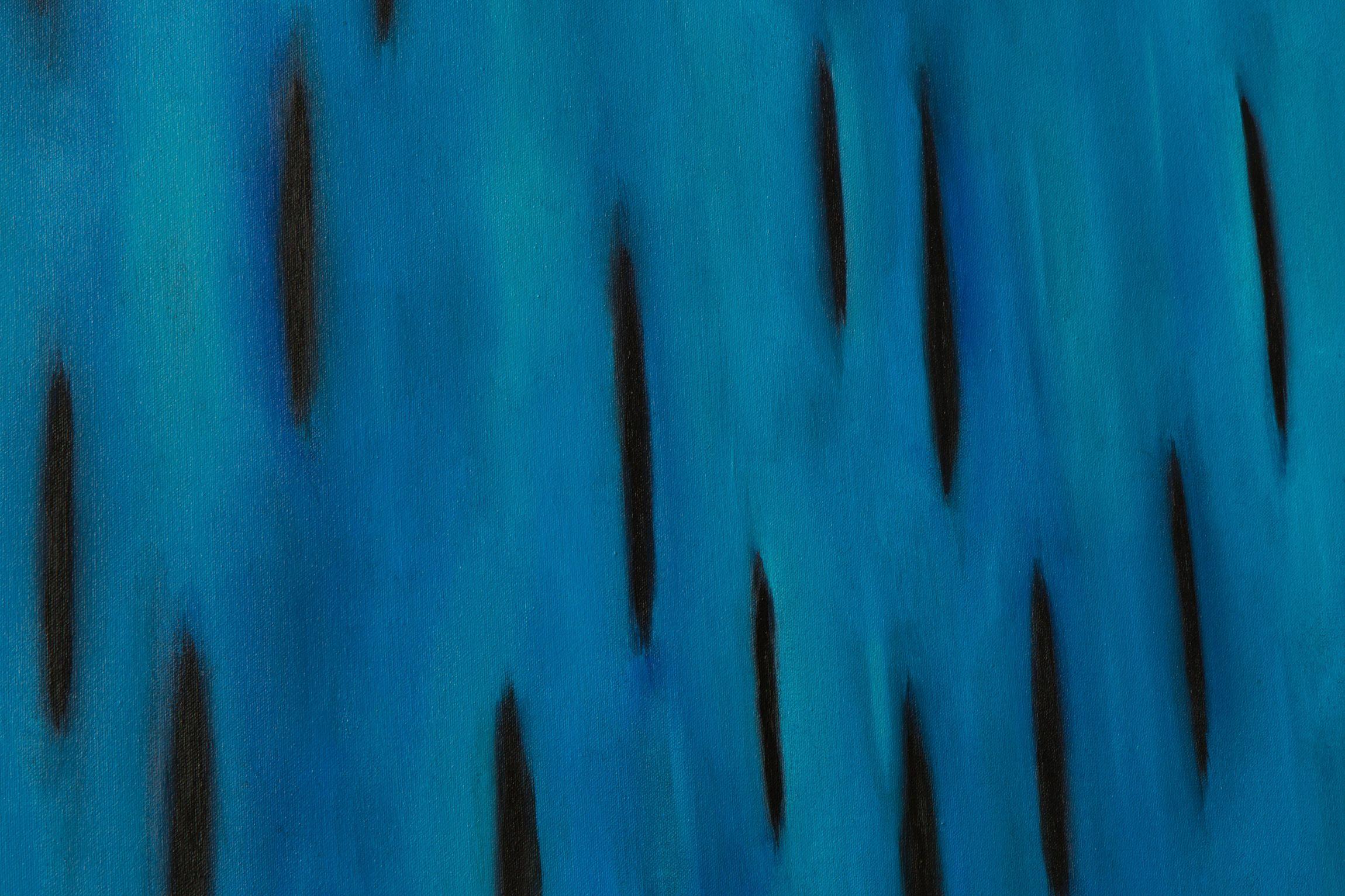 Zusammenkunft, Gemälde, Acryl auf Leinwand (Blau), Abstract Painting, von Stefan Fierros