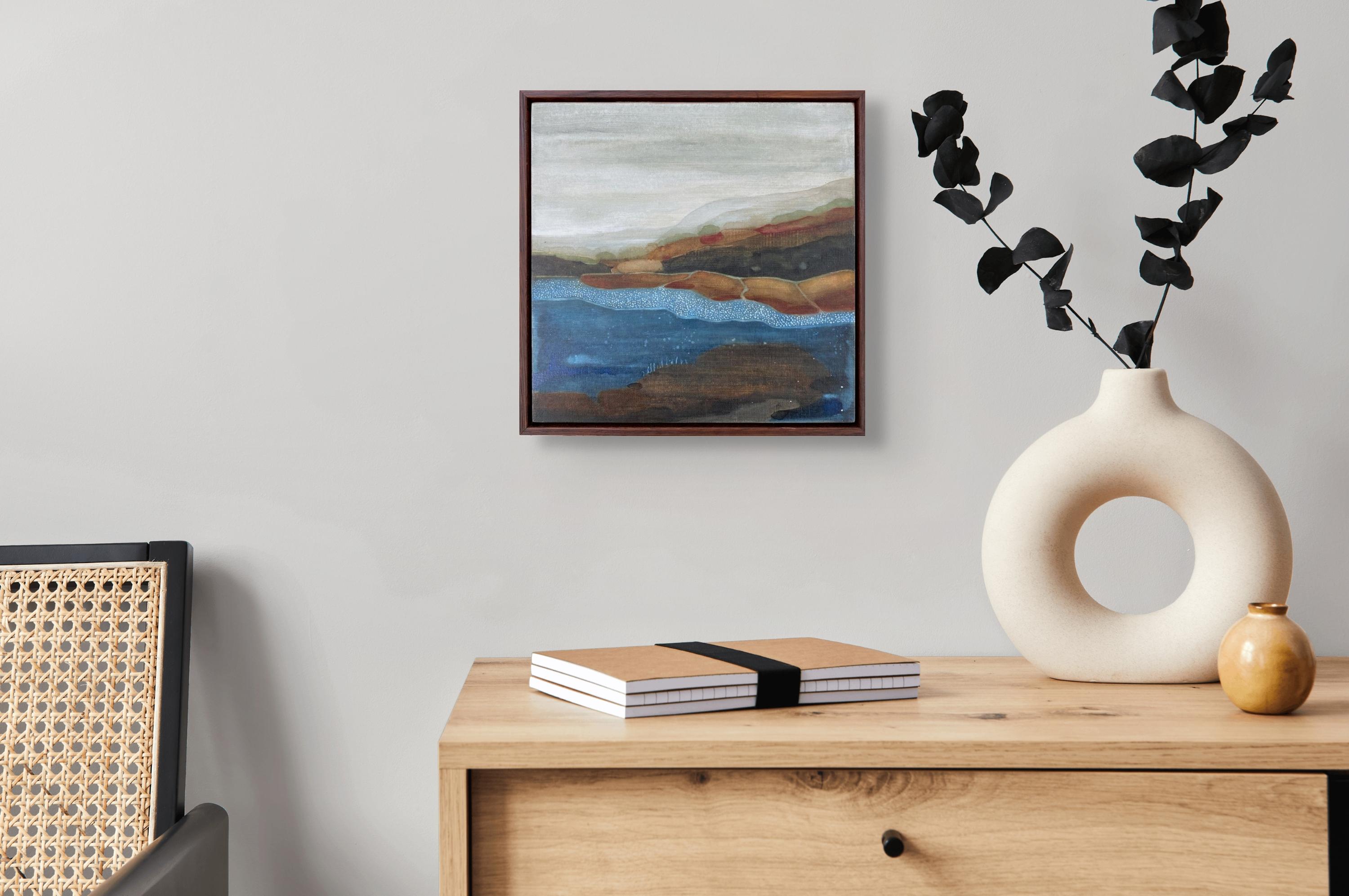 One Fine Morning, zeitgenössisches kleines, gerahmtes Aquarell mit Landschaftsmotiven – Painting von Stefan Gevers
