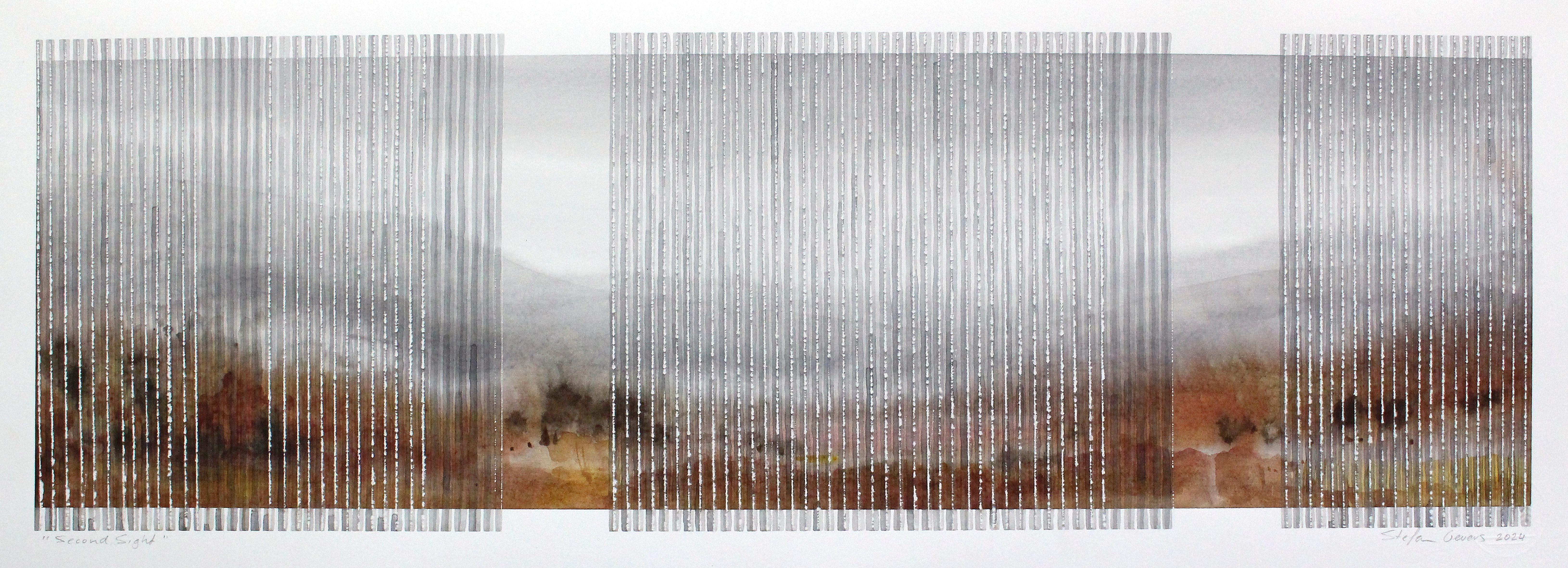 Second Sight, original Stefan Gevers, gerahmtes zeitgenössisches Aquarell, Landschaft im Angebot 3