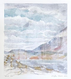 Stefan Gevers - White Out, Original Stefan Gevers framed contemporary watercolour landscape White Out, Original Stefan Gevers framed contemporary watercolour landscape
