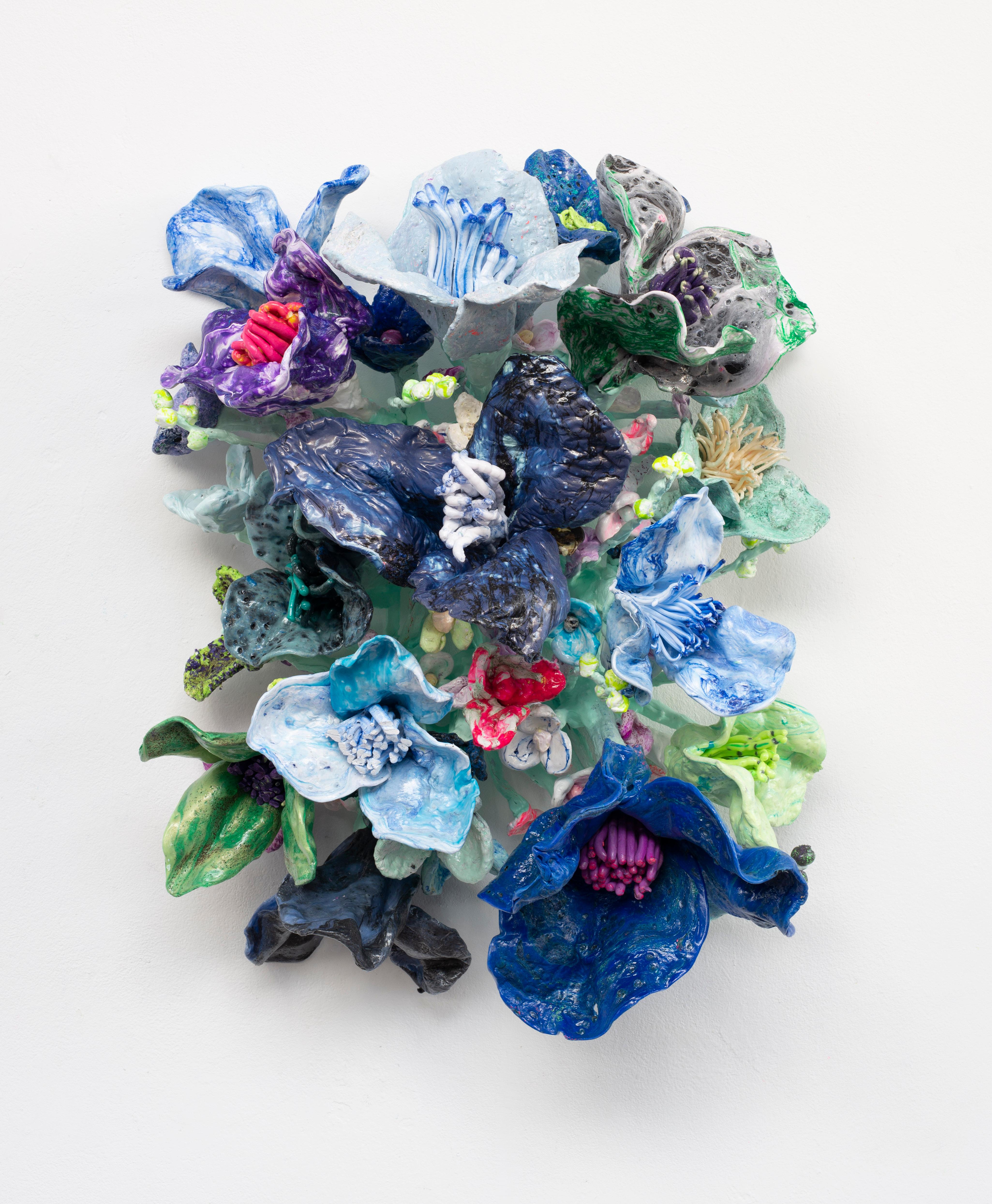 Flower Bonanza blue and mint - Mixed Media Art by Stefan Gross