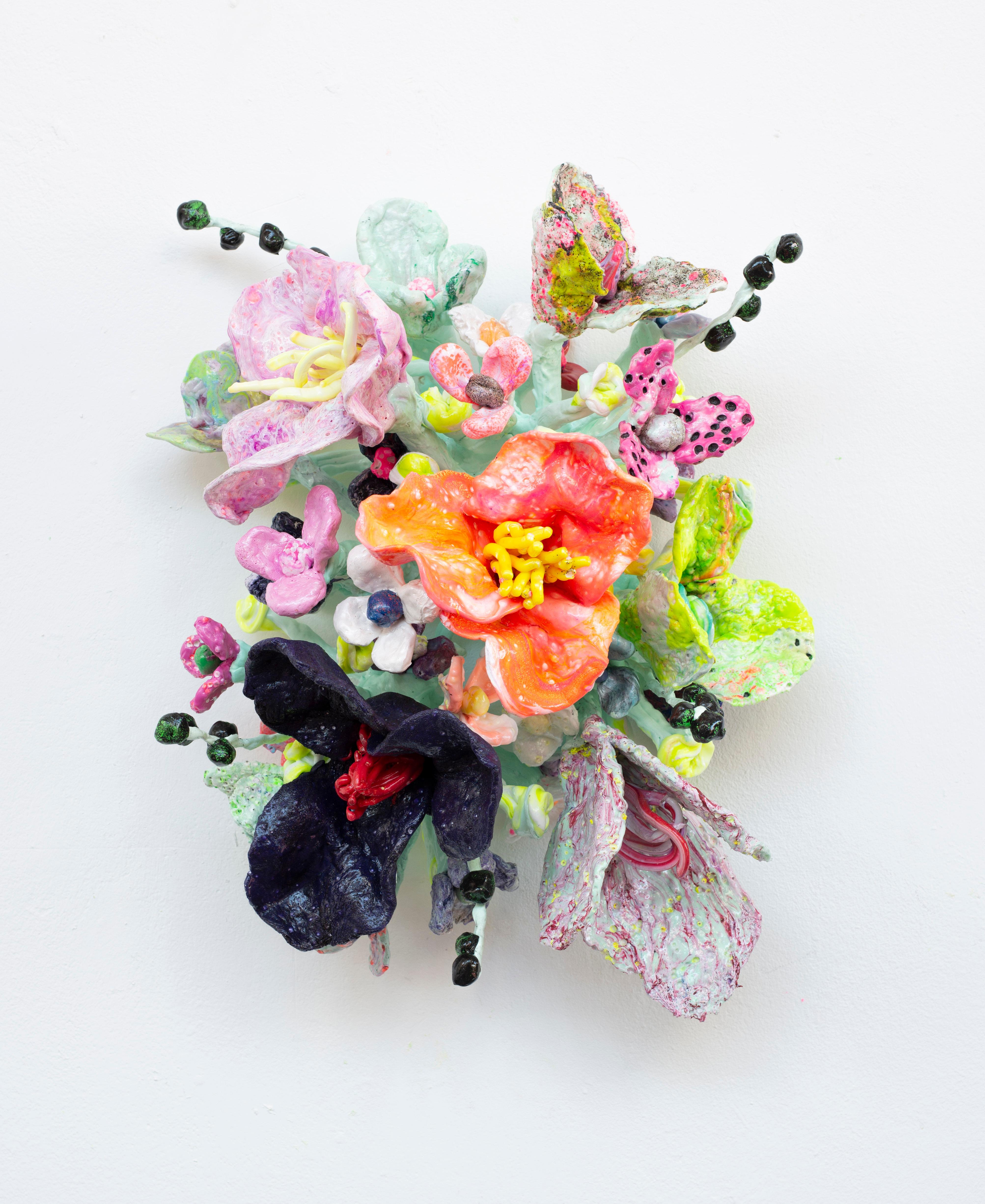 Flower Bonanza' orange-black-green - Mixed Media Art by Stefan Gross