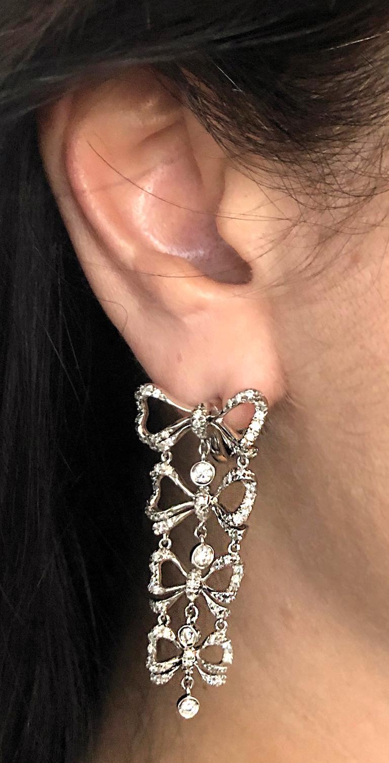 1.52 Carat Diamond set in 18Kt White Gold Stefan Hafner Dangling Earrings 1
