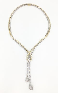 Stefan Hafner 18 Karat Two-Tone 21.52 Diamond Carat Total Weight Lariat Necklace