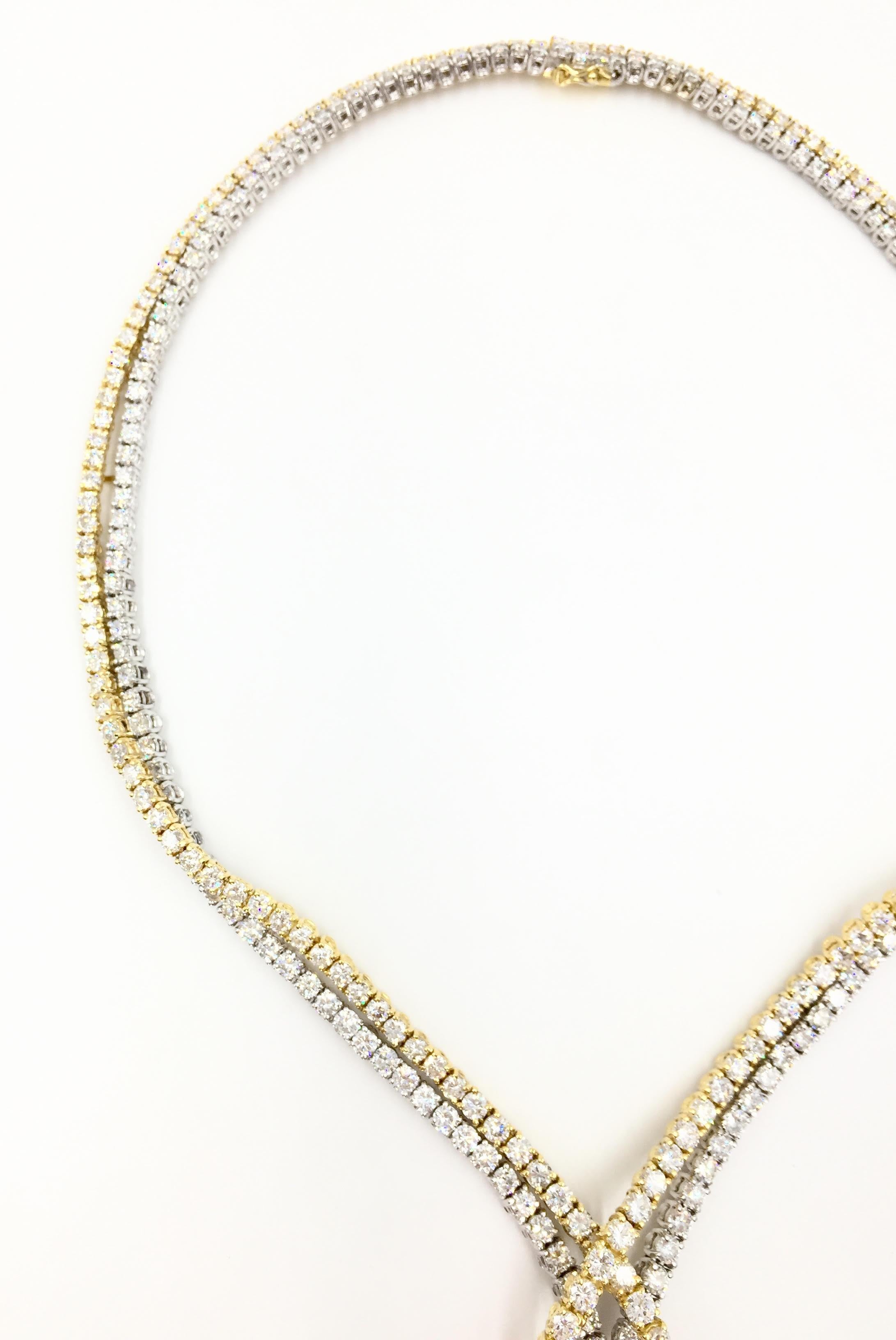 Stefan Hafner 18 Karat Two-Tone 21.52 Diamond Carat Total Weight Lariat Necklace In New Condition For Sale In Pikesville, MD