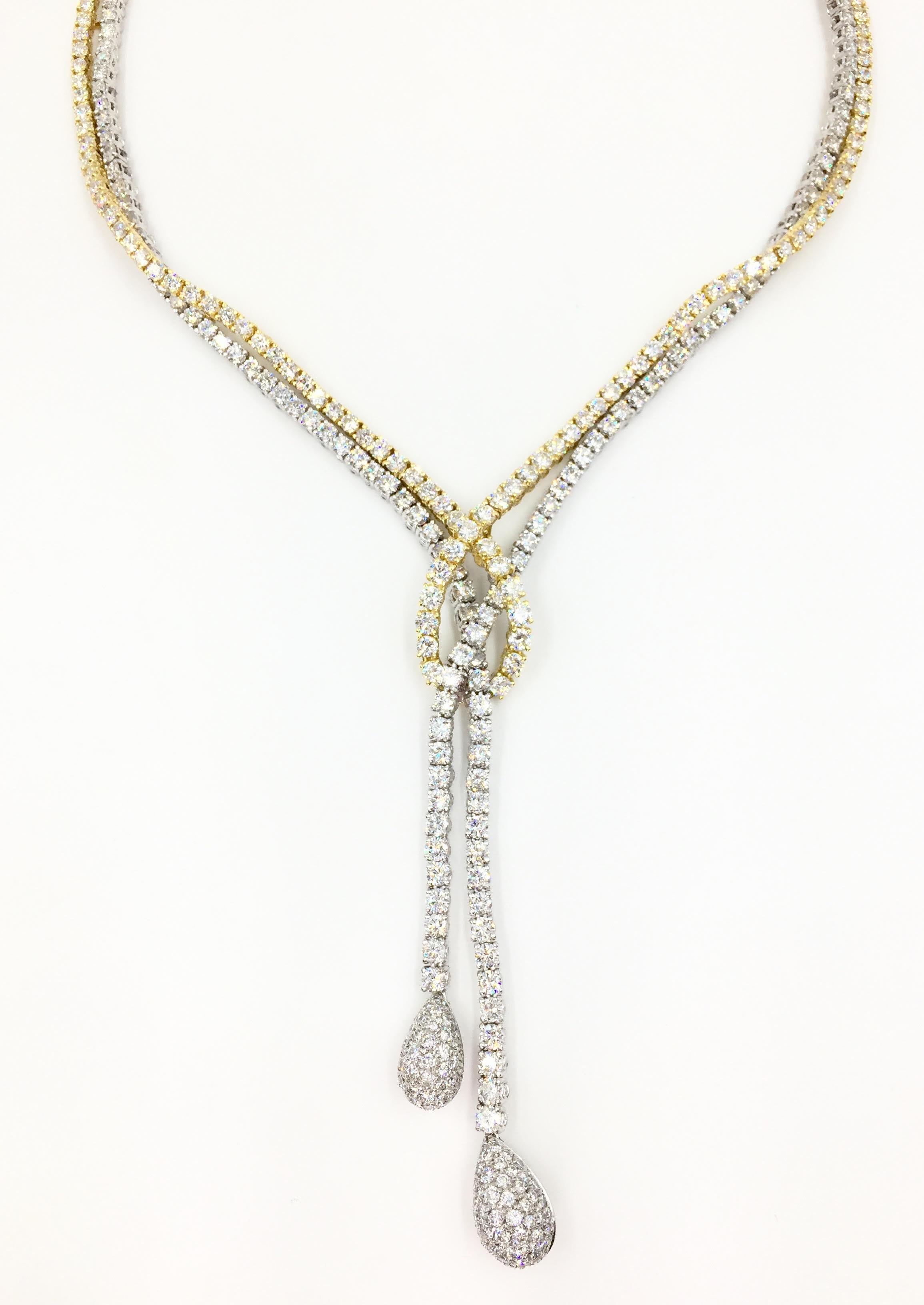 Women's Stefan Hafner 18 Karat Two-Tone 21.52 Diamond Carat Total Weight Lariat Necklace For Sale