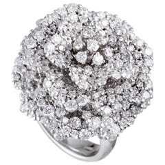 Stefan Hafner 18 Karat White Gold Full Diamond Large Flower Ring