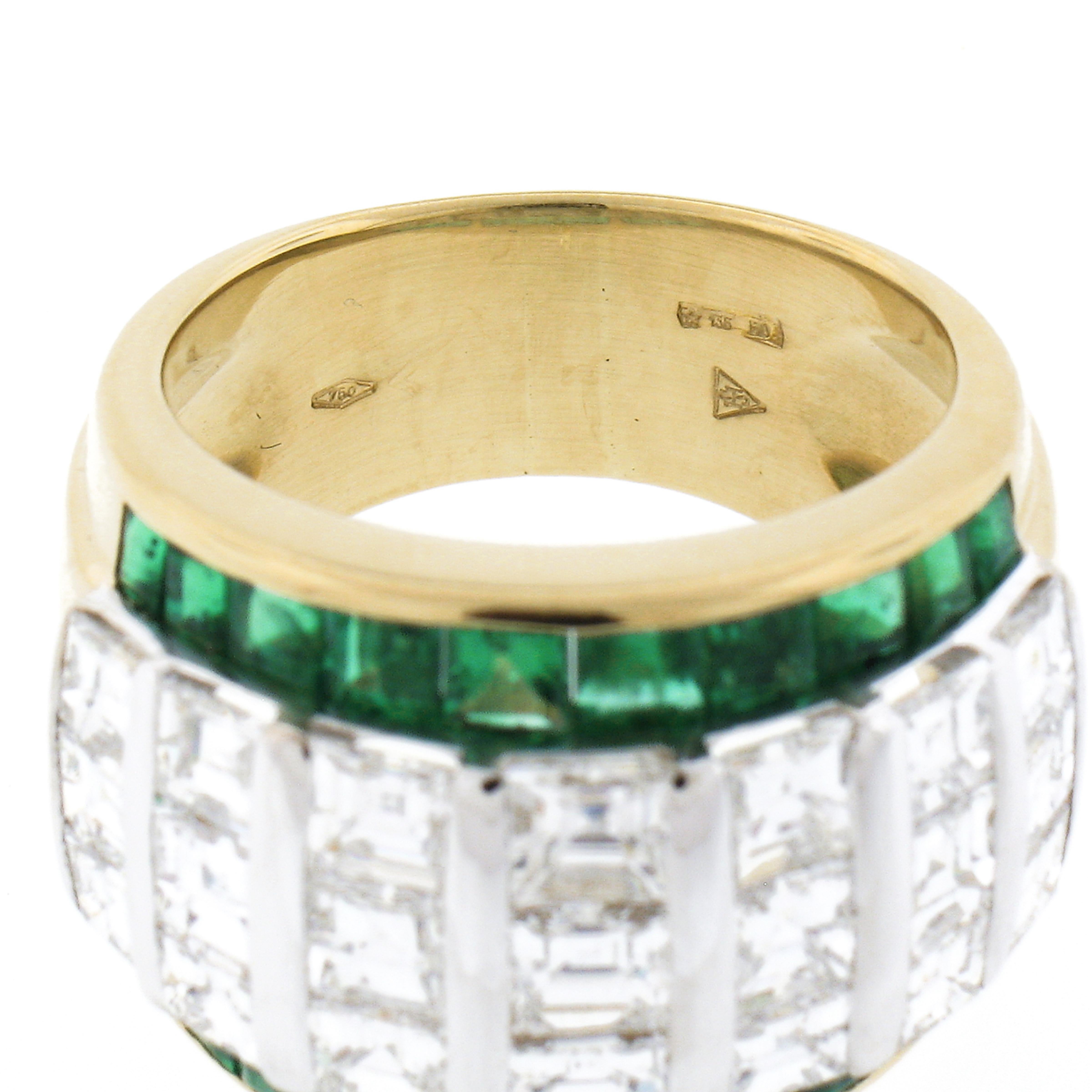 Stefan Hafner 18k Gold 7.4ct Square Step Cut Diamond Emerald Statement Band Ring 3
