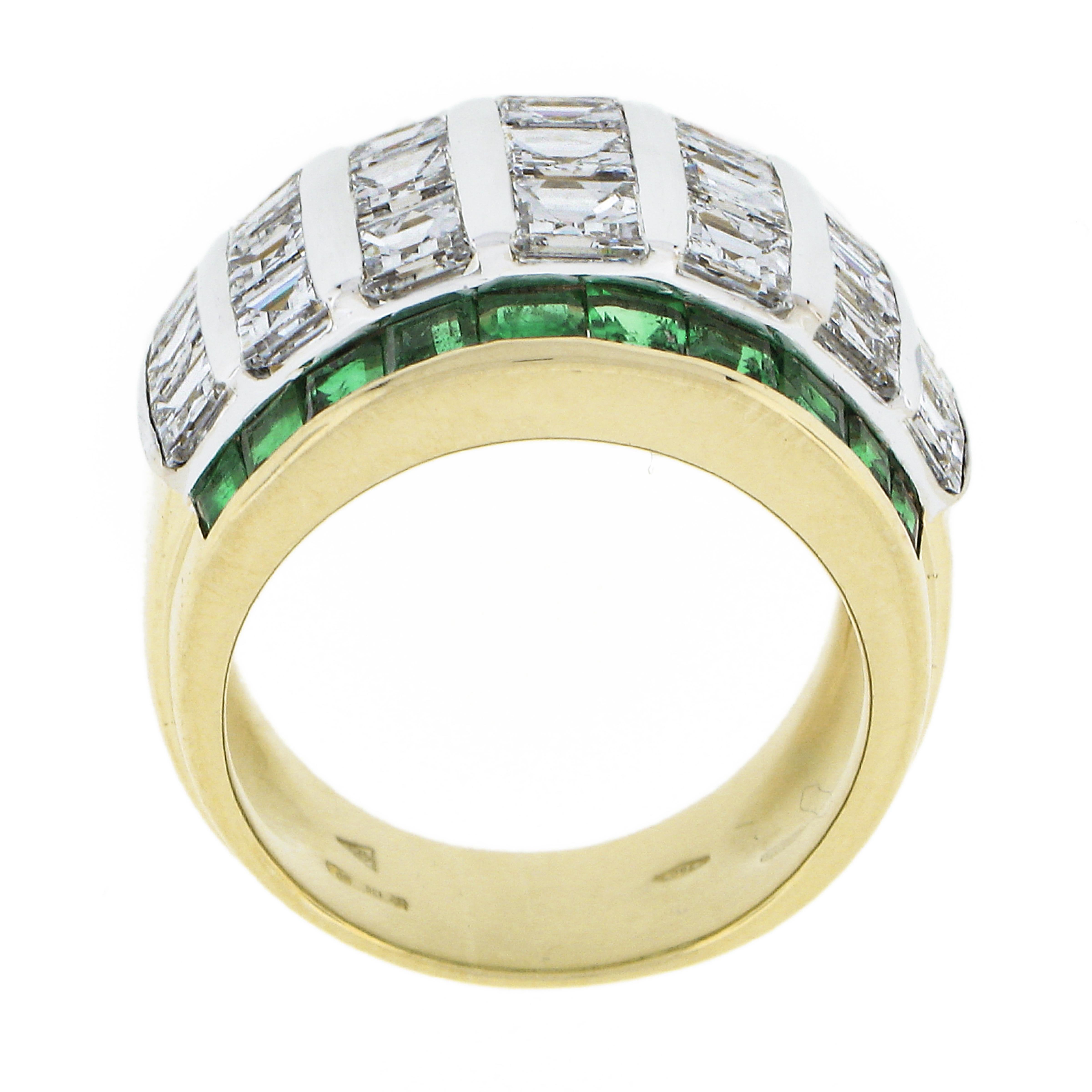 Stefan Hafner 18k Gold 7.4ct Square Step Cut Diamond Emerald Statement Band Ring 1