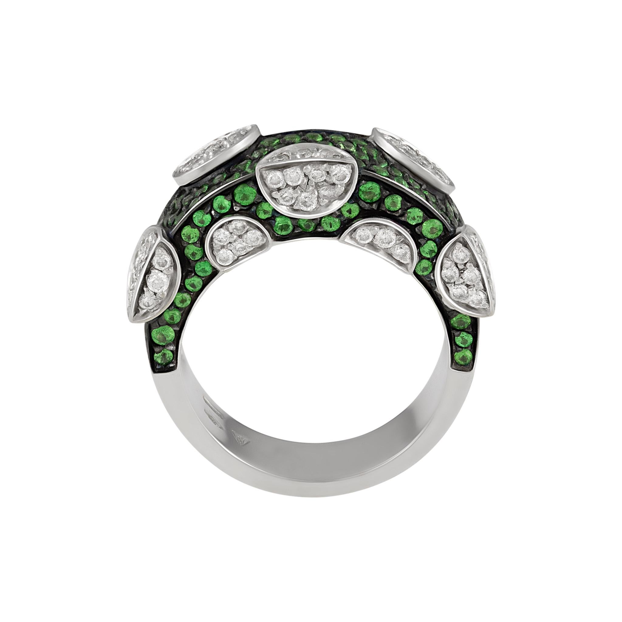 Stefan Hafner Ring
Diamond: 0.68ctw
Tsavorite: 1.00ctw
Size: 7.25
Italian made
Retail price: $10,750.00
SKU: BLU01120

Stefan Hafner jewels are dreams of light that become high jewelry pieces with the purest stones and excellent Italian