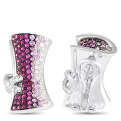 Stefan Hafner Ohrringe aus 18 Karat Weißgold mit 0,95 Karat Diamant und rosa Saphir