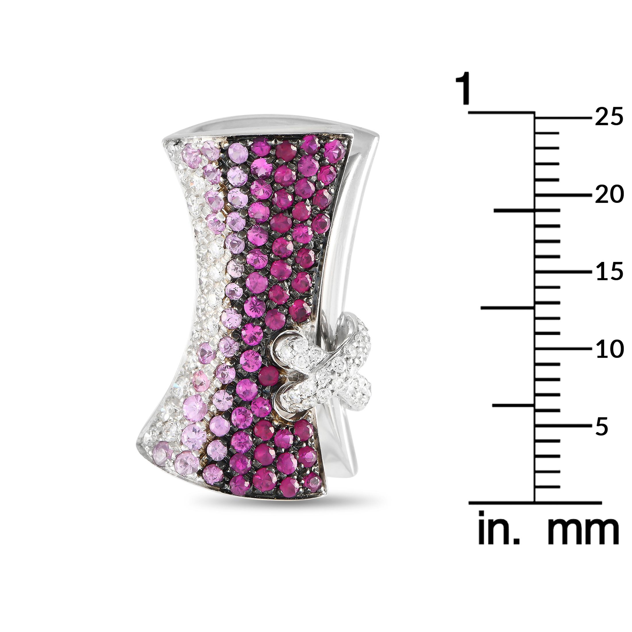 Stefan Hafner 18K White Gold 0.95ct Diamond and Pink Sapphire Earrings In New Condition In Southampton, PA