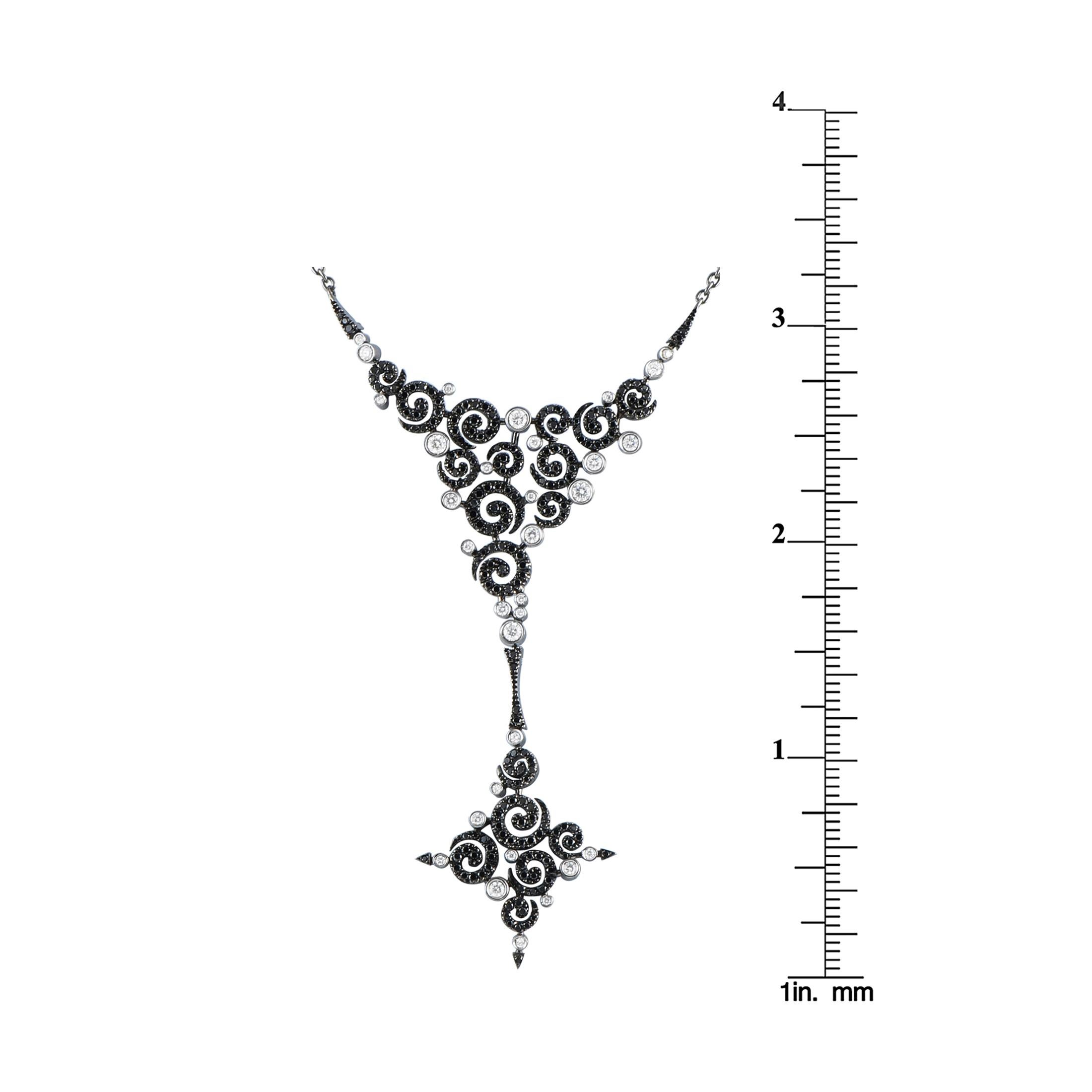 Women's Stefan Hafner 18K White Gold 1.05ct Diamond and Black Diamond Necklace