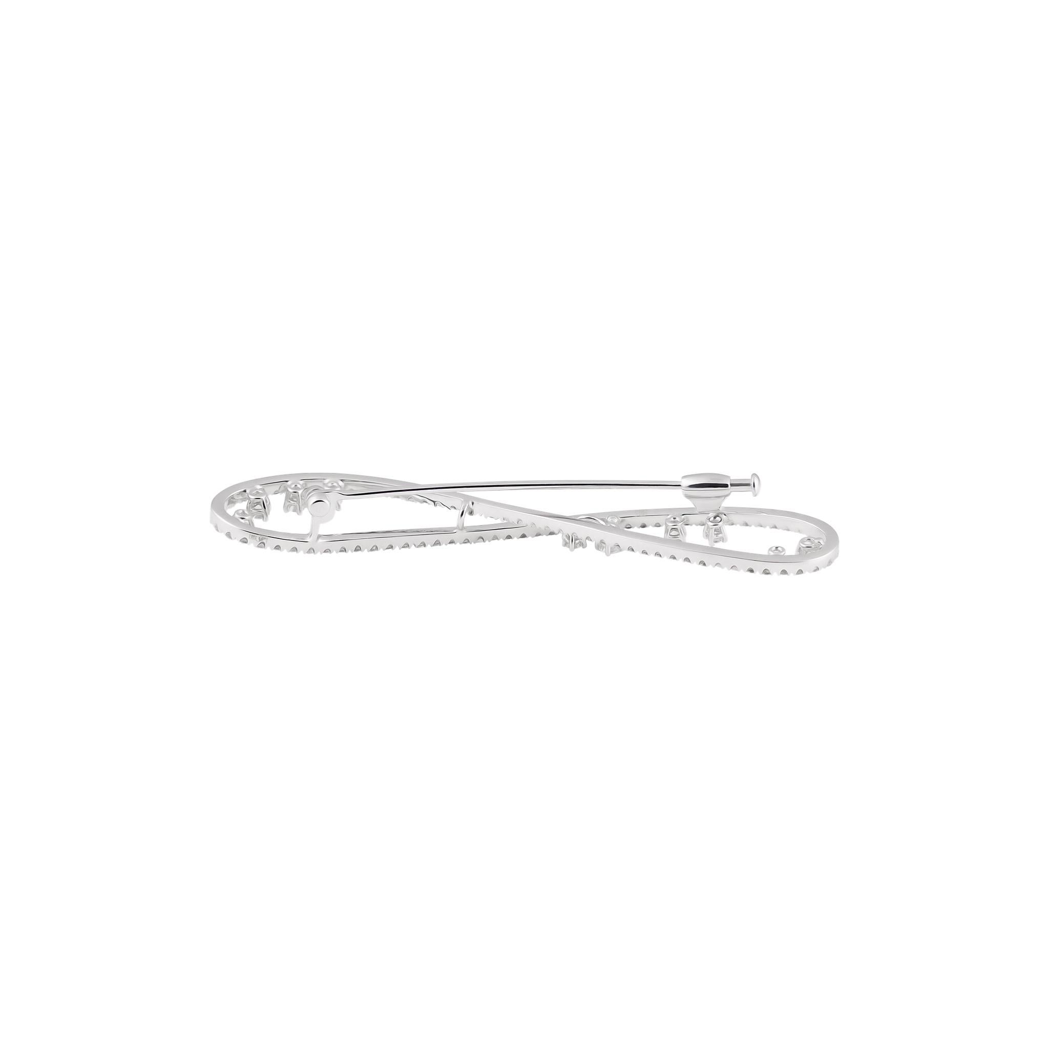 Modern Stefan Hafner 18K White Gold 1.38ctw Diamond Pin For Sale