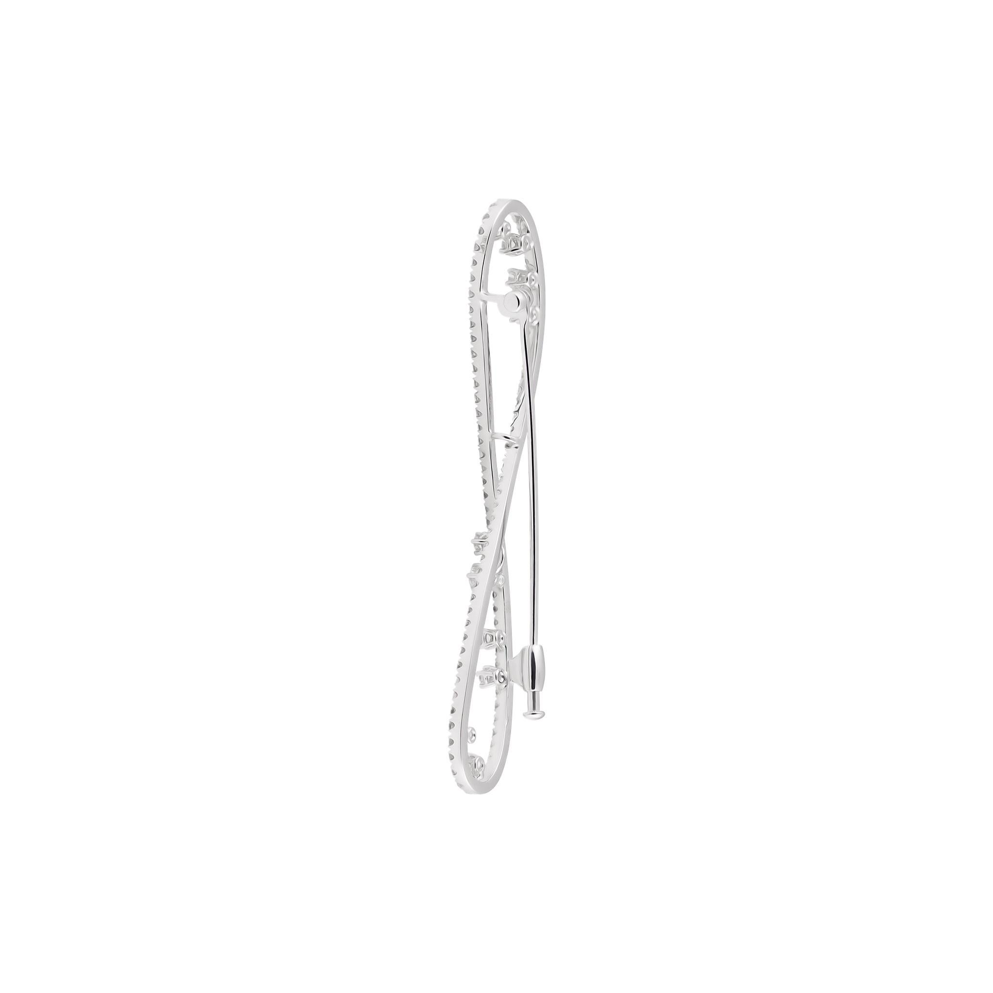 Brilliant Cut Stefan Hafner 18K White Gold 1.38ctw Diamond Pin For Sale