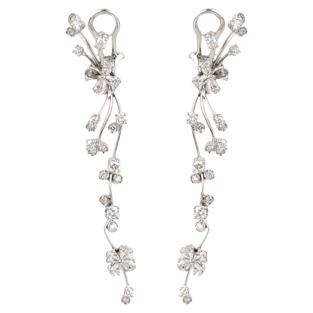 Stefan Hafner 18k White Gold 3.41ctw Diamond Earrings For Sale