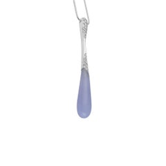 Stefan Hafner 18K White Gold Diamond & Blue Jade Pendant Necklace