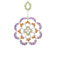 Stefan Hafner 18K White Gold Diamond & Semi-precious Pendant Necklace
