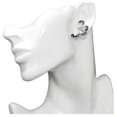 Stefan Hafner 18K White Gold, Diamonds and Blue Sapphire Earrings