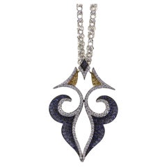 Stefan Hafner 18k White Gold Diamond and Sapphire Necklace