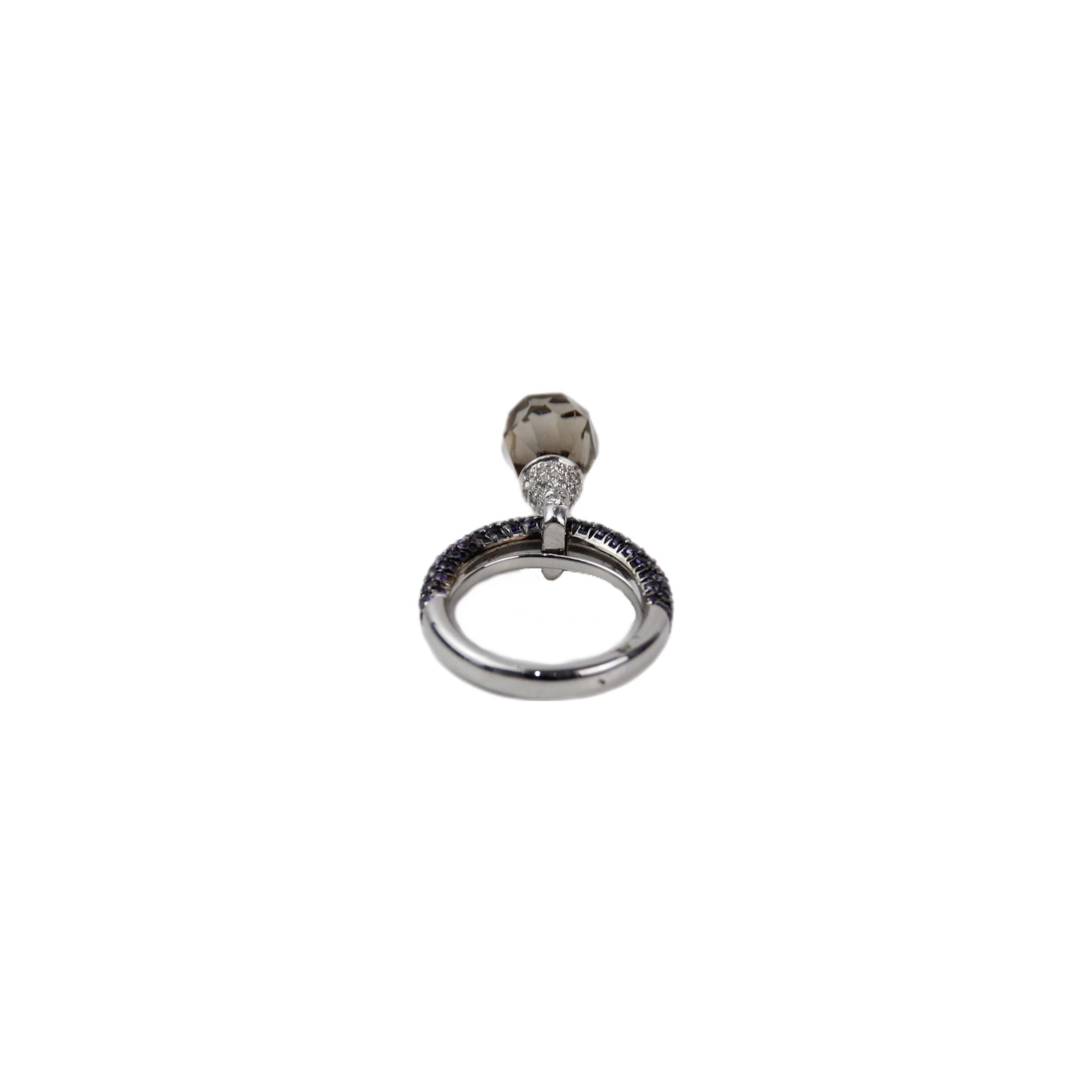 Stefan Hafner: 18 Karat Weißgold Diamant- undapphire-Ring (Brillantschliff)