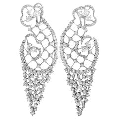 Stefan Hafner 18K White Gold Full Diamond Omega Earrings