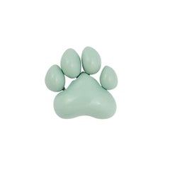 Stefan Hafner 18K White Gold Green Enamel Paw Earrings