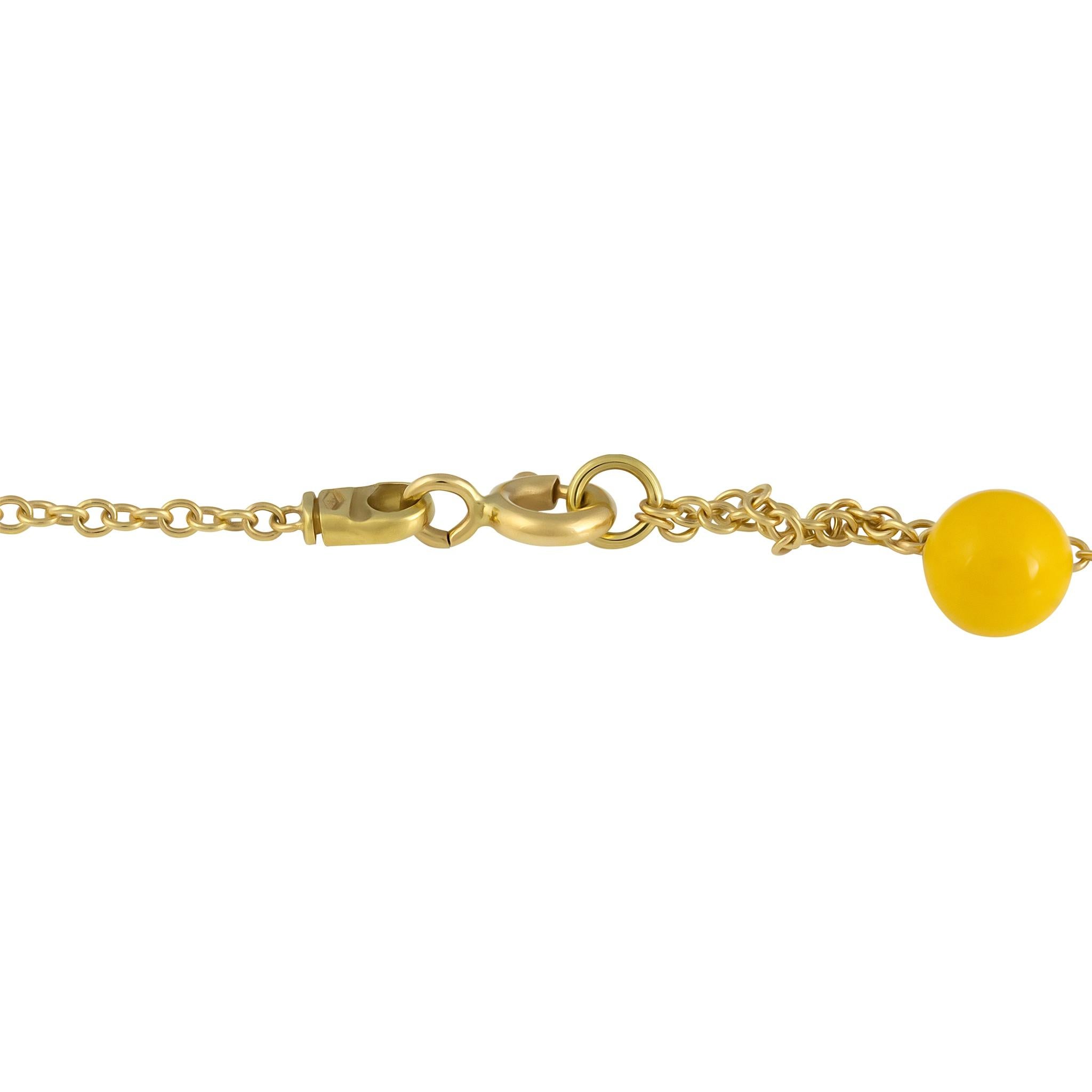 Brilliant Cut Stefan Hafner 18K Yellow Gold 0.13ctw Diamond & Yellow Enamel Necklace For Sale