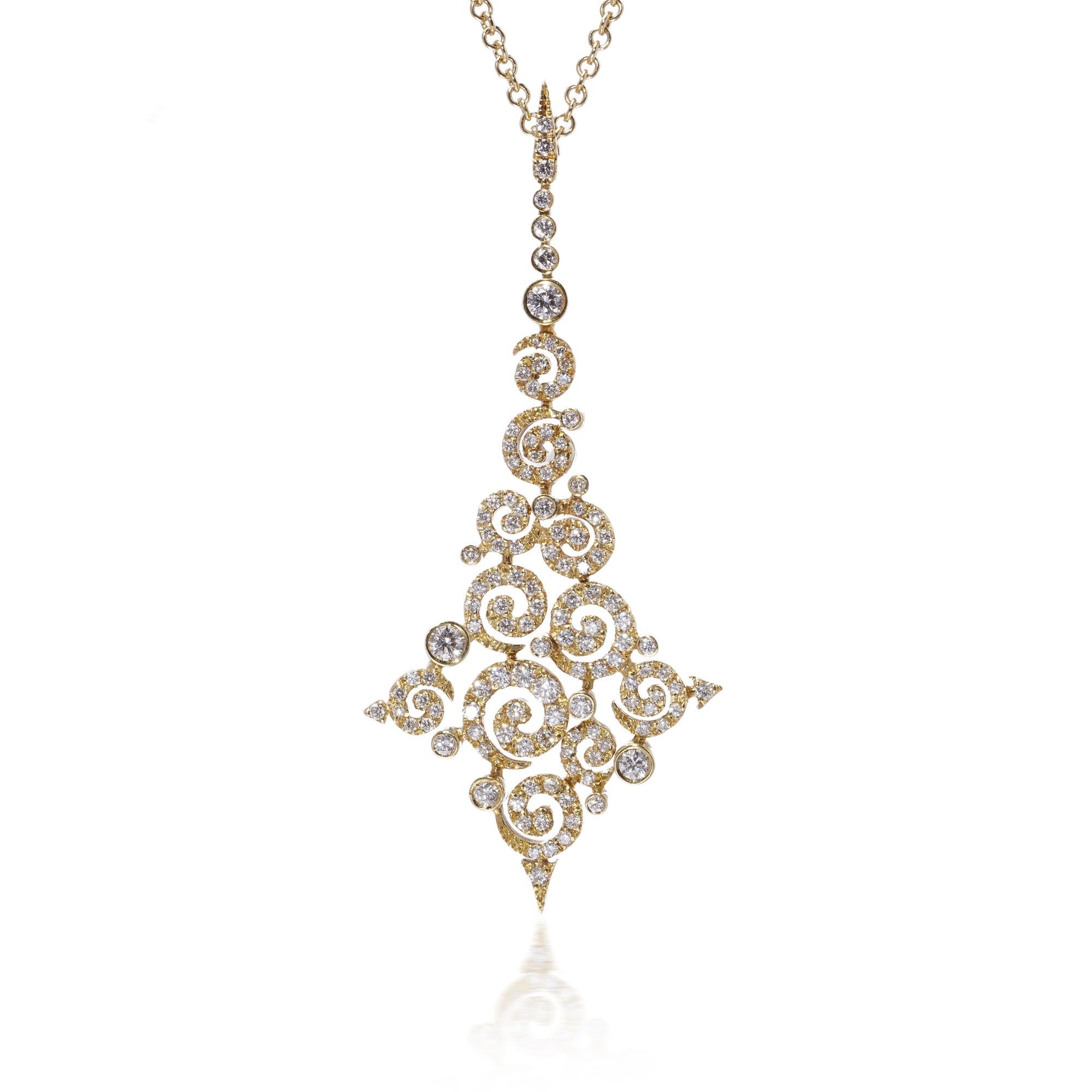 Stefan Hafner 18kt Gelbgold Diamant-Anhänger Halskette, 2,20 Karat (Brillantschliff) im Angebot
