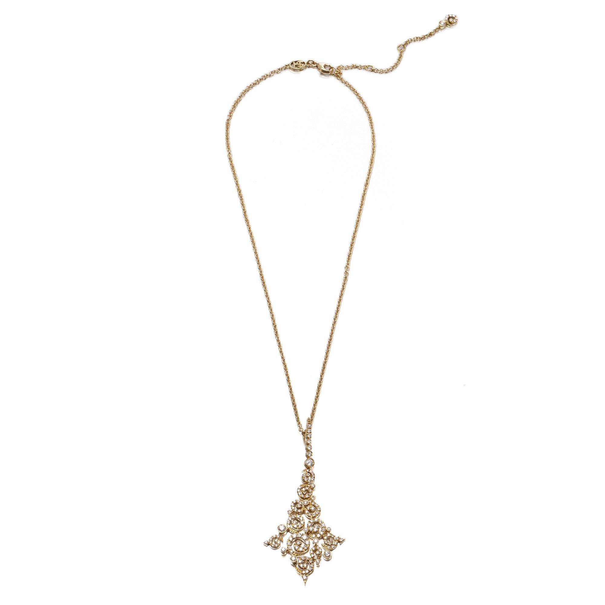 Stefan Hafner 18kt Gelbgold Diamant-Anhänger Halskette, 2,20 Karat im Angebot 3