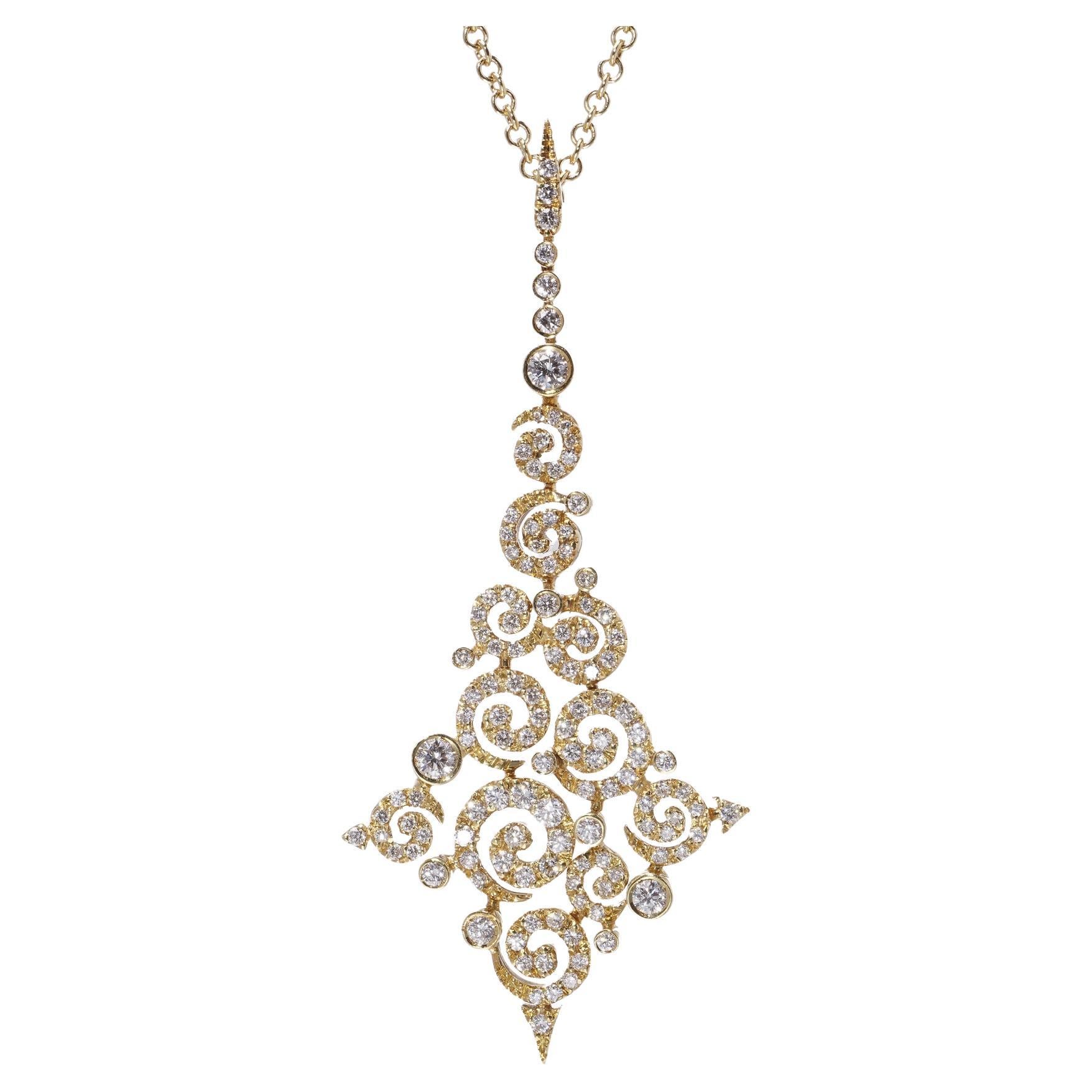 Stefan Hafner 18kt Gelbgold Diamant-Anhänger Halskette, 2,20 Karat im Angebot