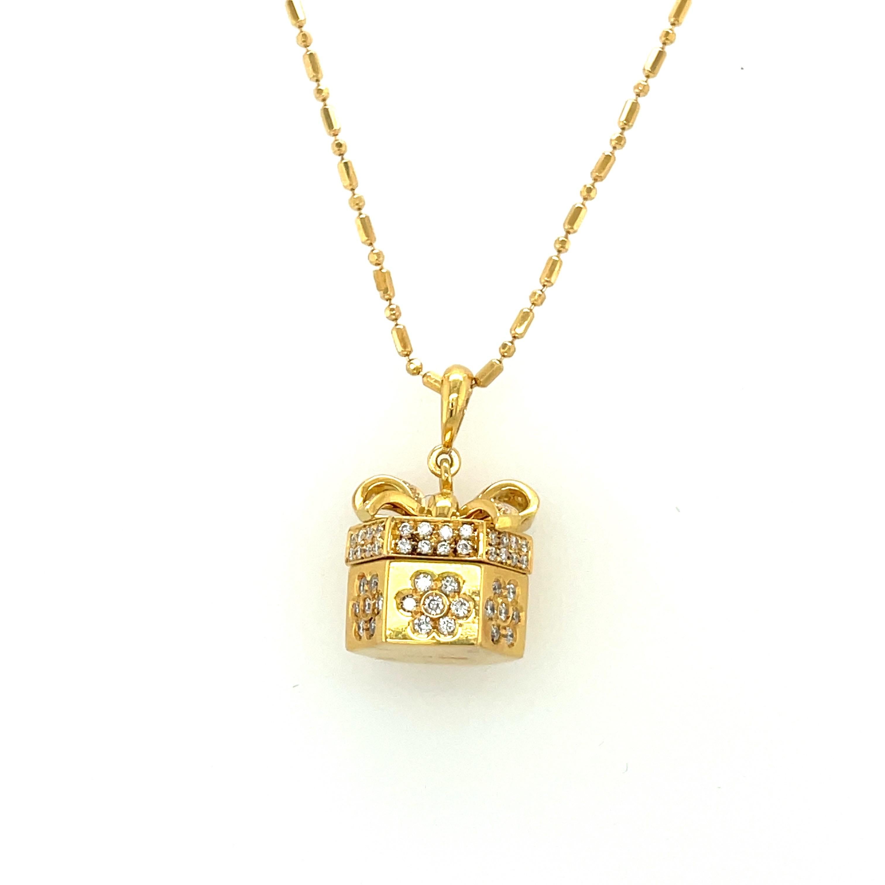 Women's or Men's Stefan Hafner 18KT YG Diamond .62CT Ruby .19CT. Pendant Gift Box Charm Necklace For Sale
