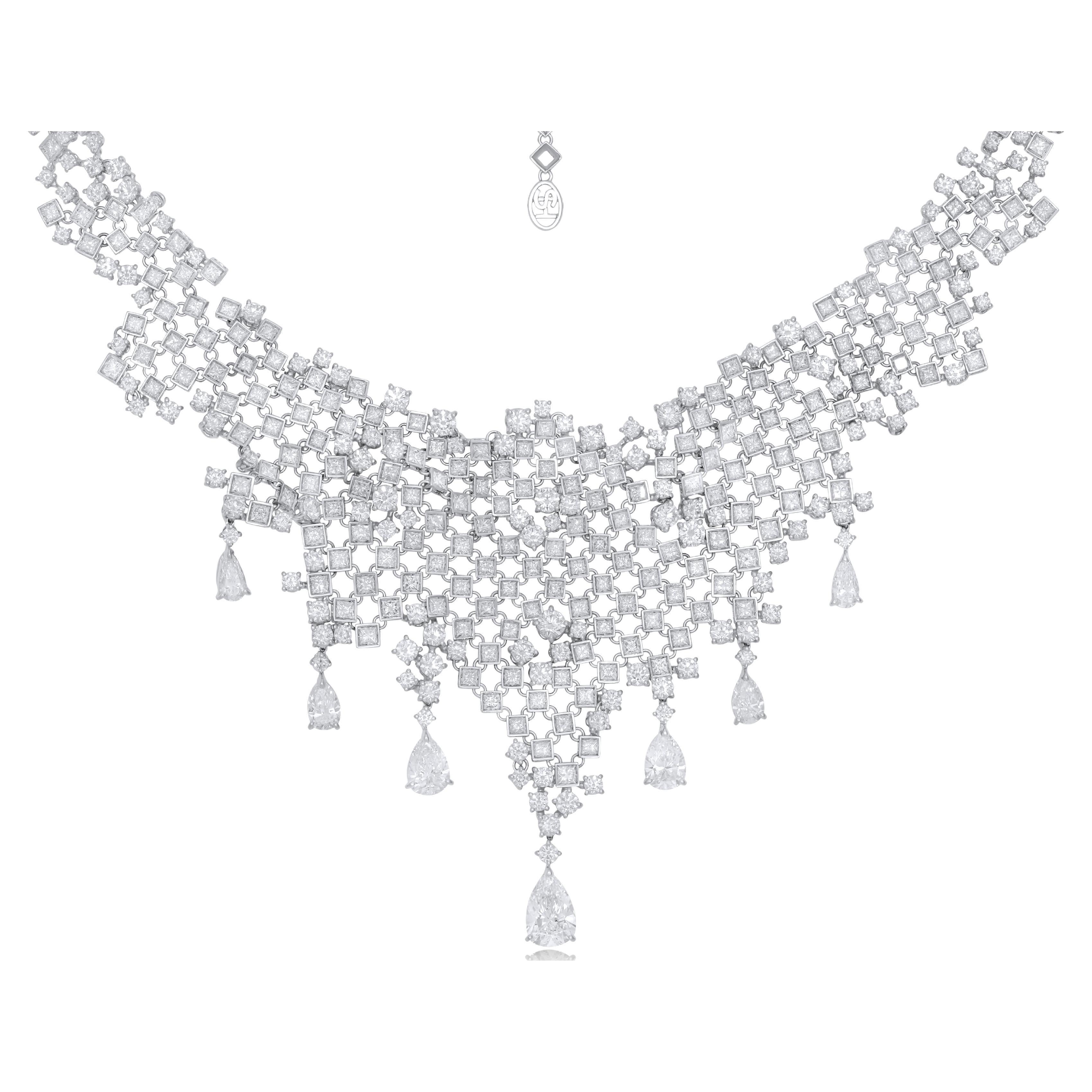 Stefan Hafner 28.00 Carat Cluster Diamond Necklace For Sale