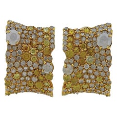 Stefan Hafner 4.18 Carat Multi-Color Diamond Gold Earrings