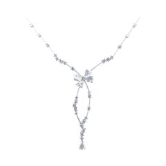 6.18 Carats Set in 18kt White Gold Rose Cut Bow Stefan Hafner Diamond Necklace