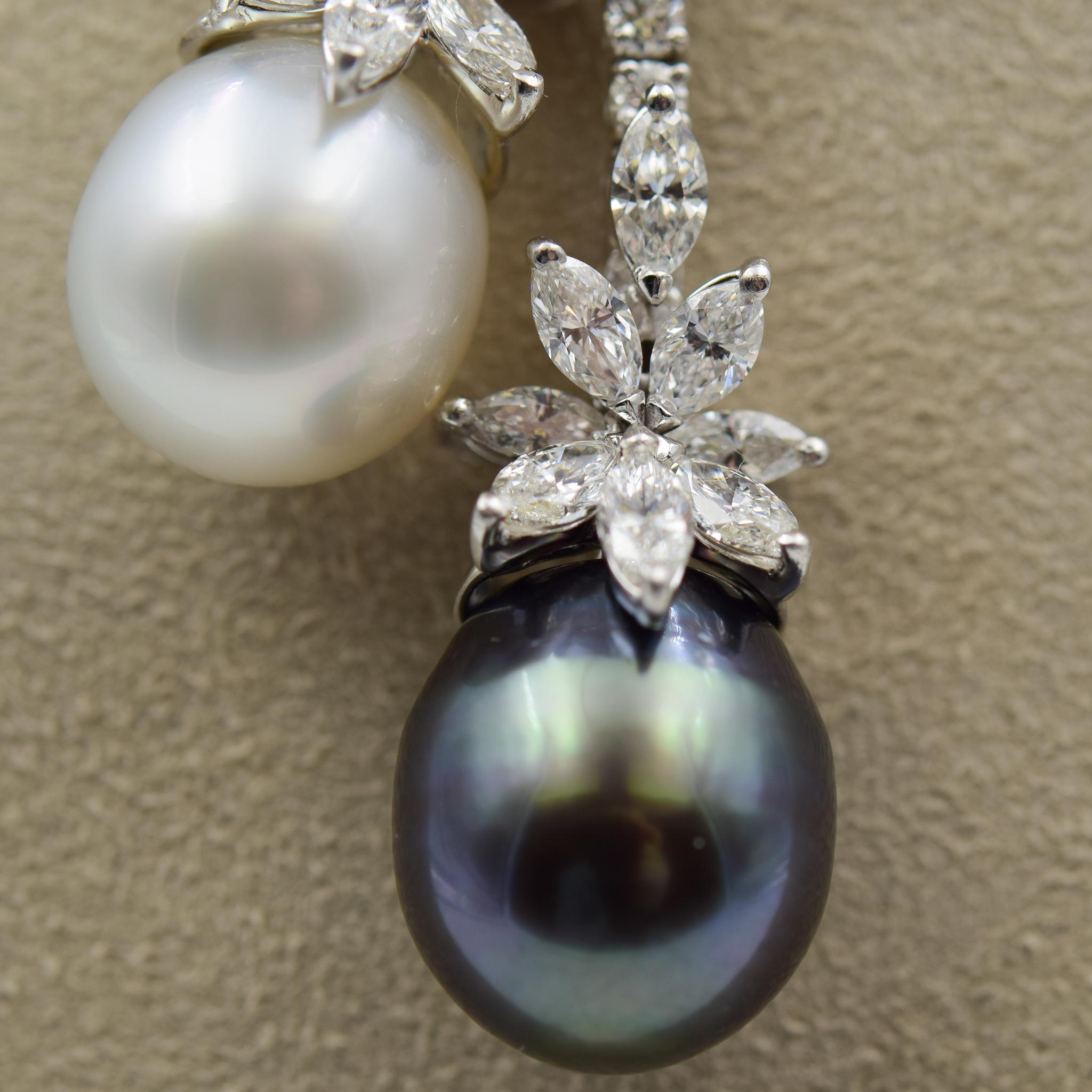 Stefan Hafner 9.00 Carat Diamond Necklace with South Sea Tahitian Pearls 3