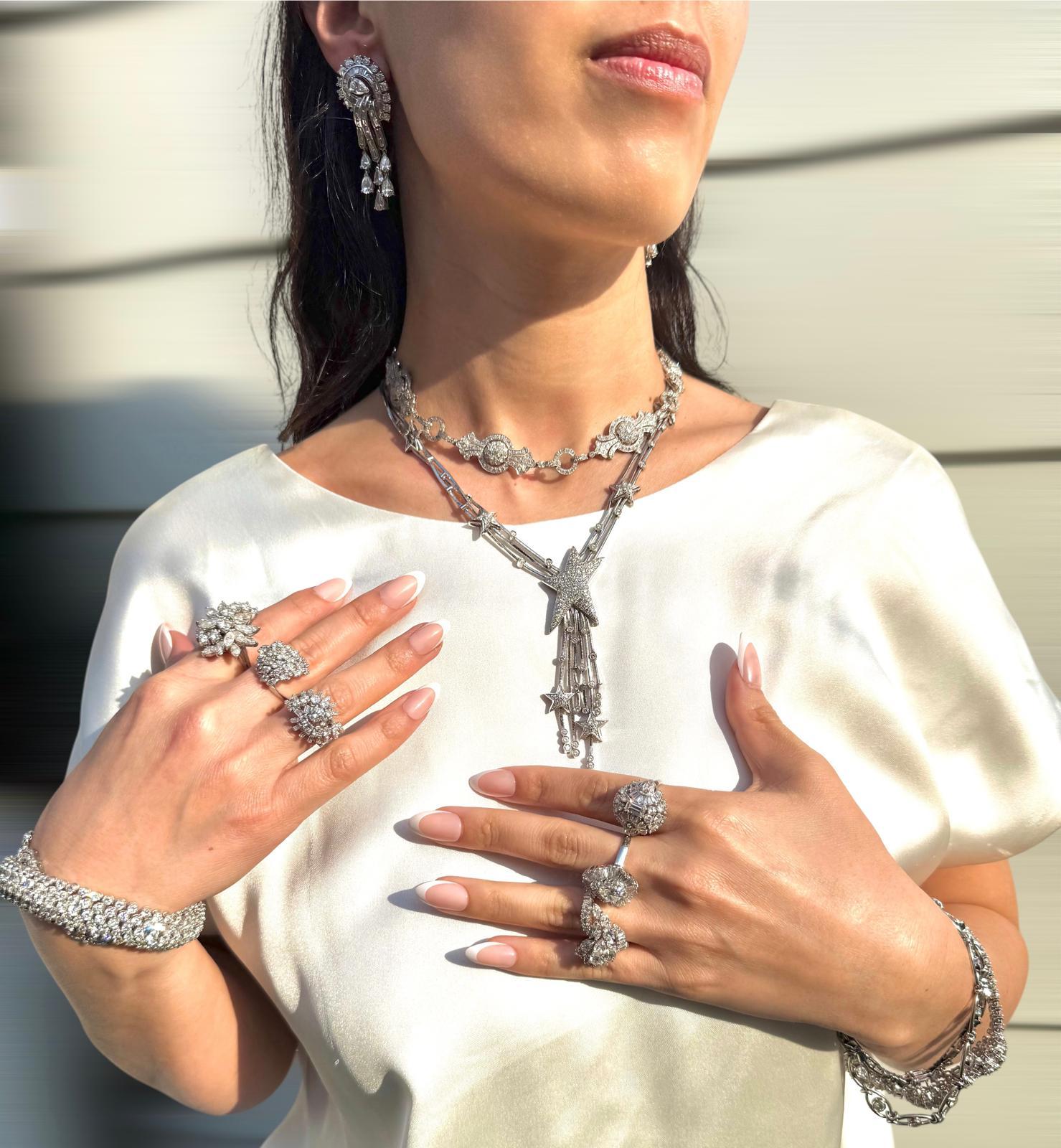 Stefan Hafner Celestial Starburst Necklace in 18K White Gold with Diamonds für Damen oder Herren im Angebot