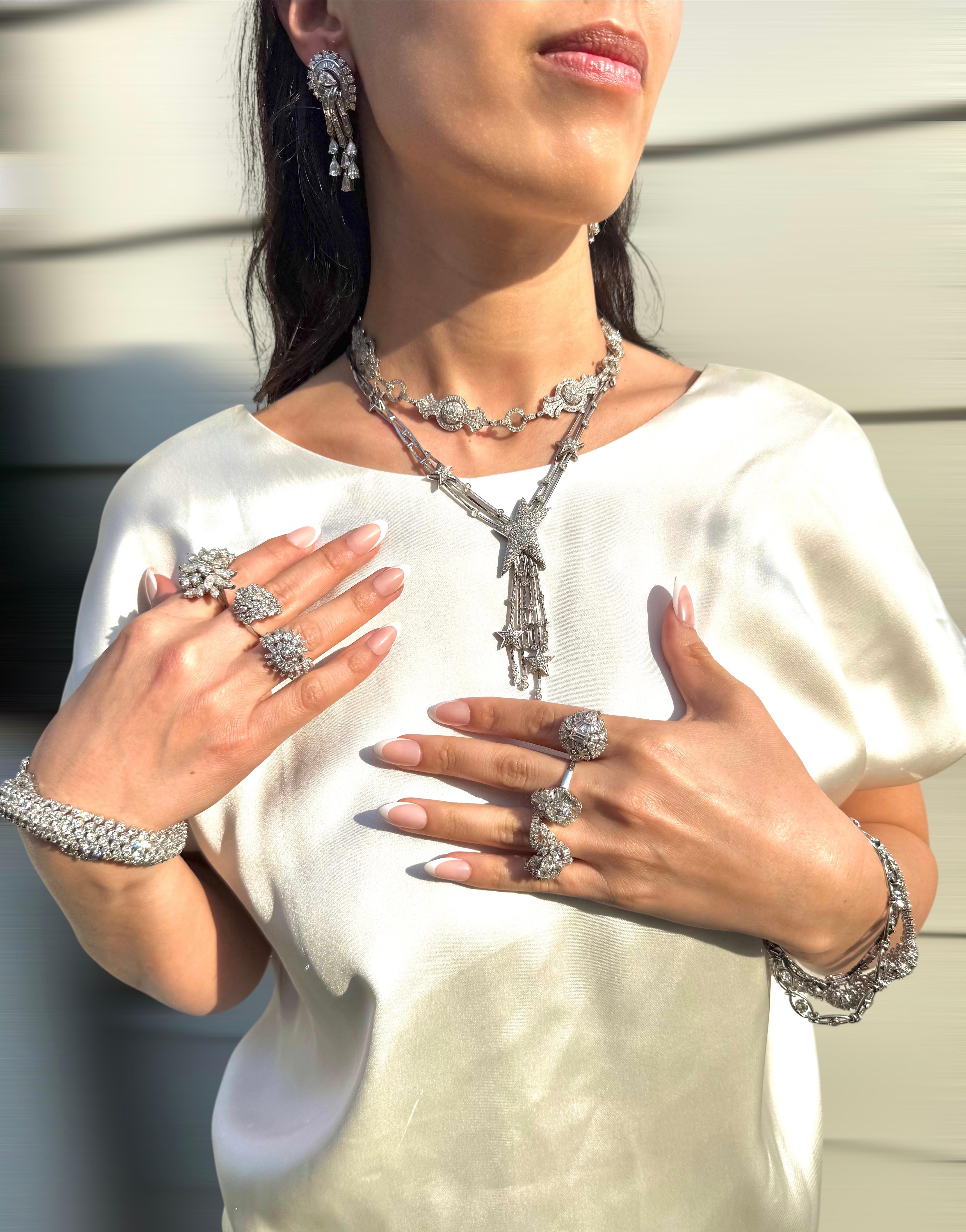 Stefan Hafner Celestial Starburst Necklace in 18K White Gold with Diamonds im Angebot 1
