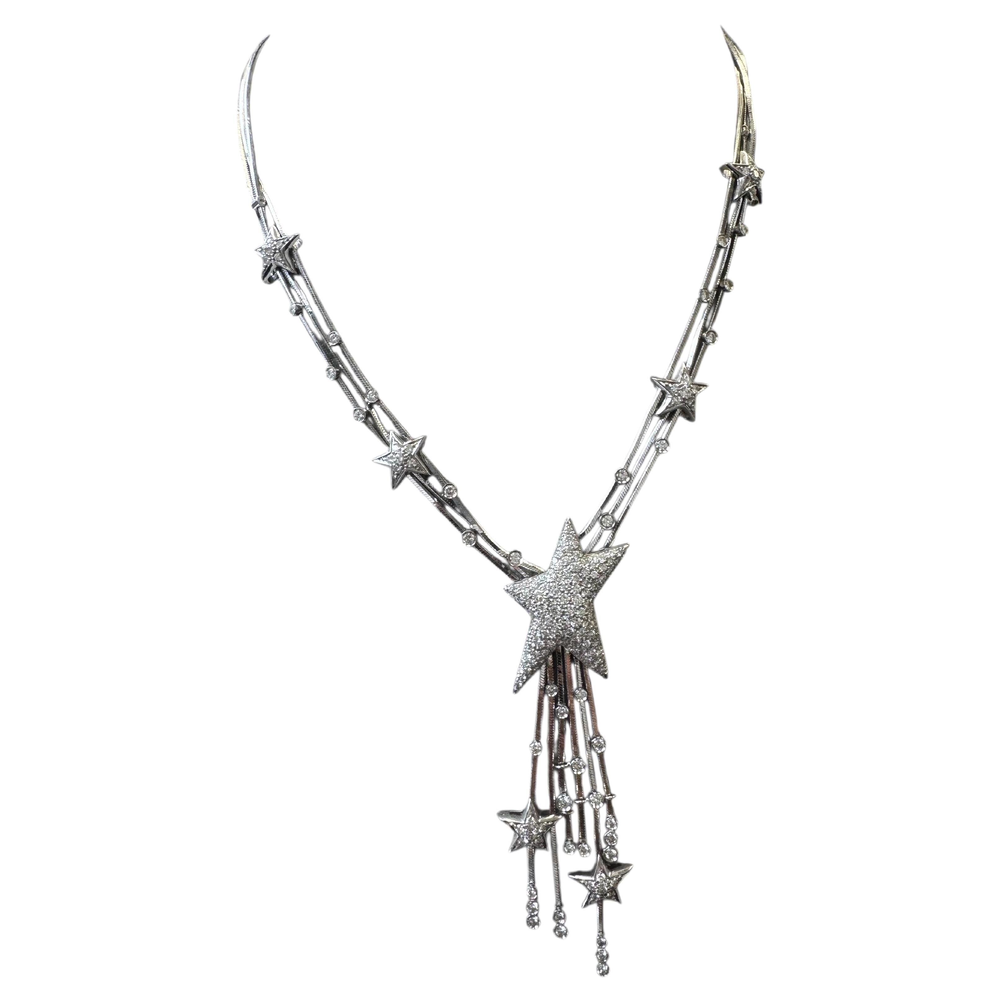 Stefan Hafner Celestial Starburst Necklace in 18K White Gold with Diamonds