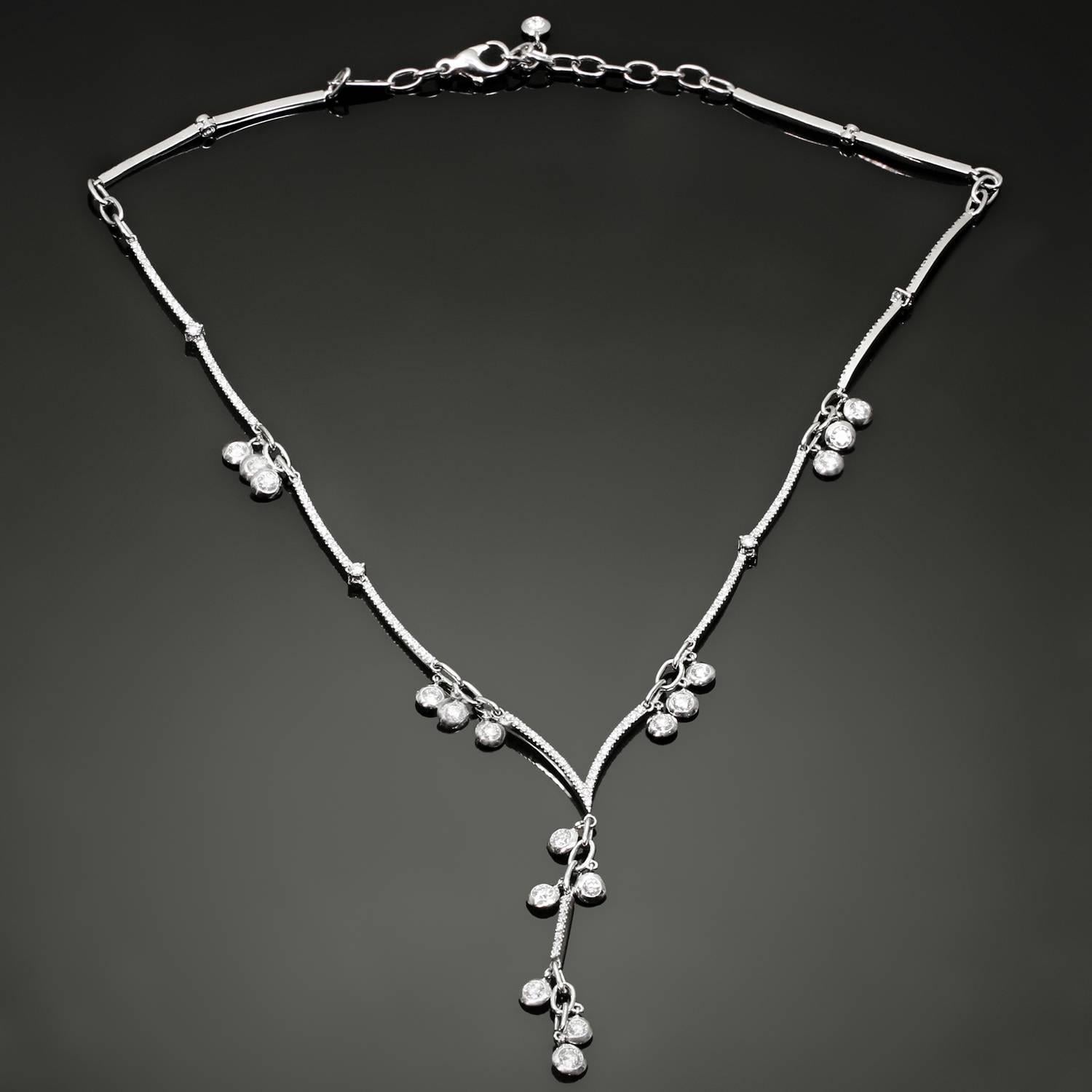 Stefan Hafner: Weißgold-Halskette mit Kronleuchter, Lariat Diamant und Diamant (Brillantschliff) im Angebot
