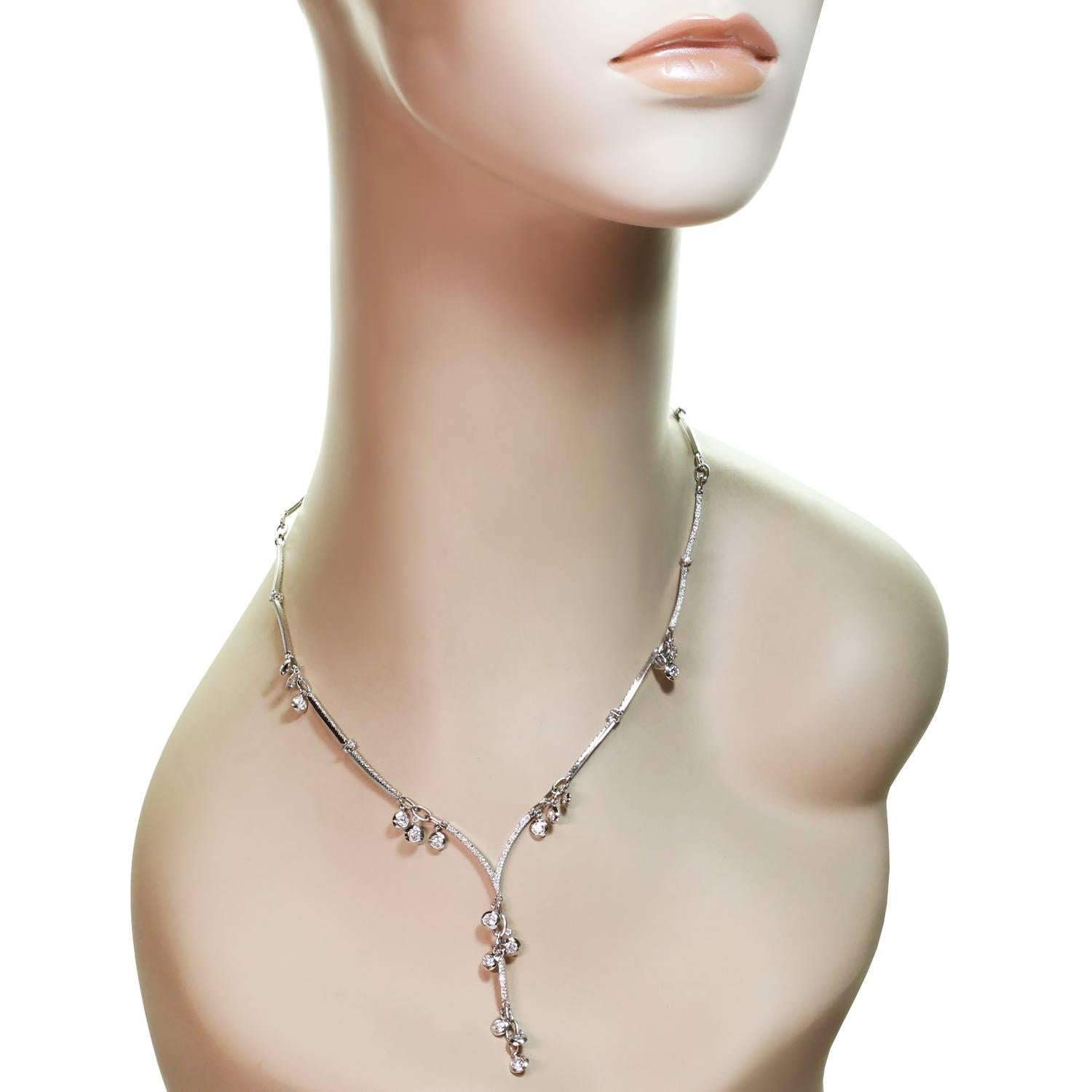 Brilliant Cut Stefan Hafner Chandelier Lariat Diamond White Gold Necklace For Sale