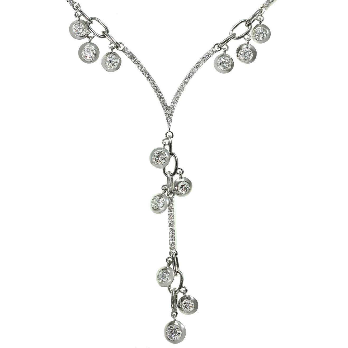 Stefan Hafner Chandelier Lariat Diamond White Gold Necklace For Sale at ...