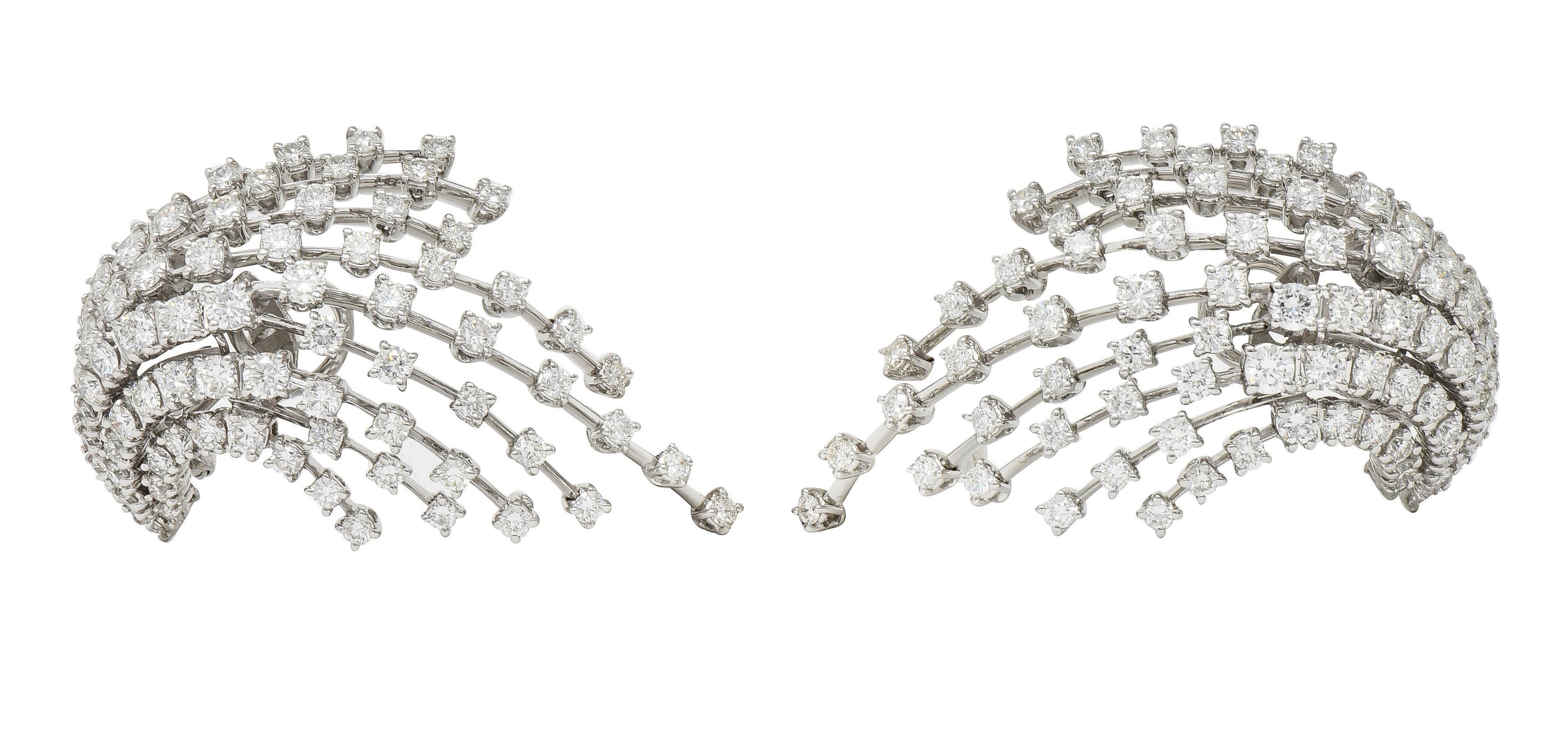 Stefan Hafner Contemporary 10.76 CTW Diamond 18 Karat White Gold Spray Earrings For Sale 5