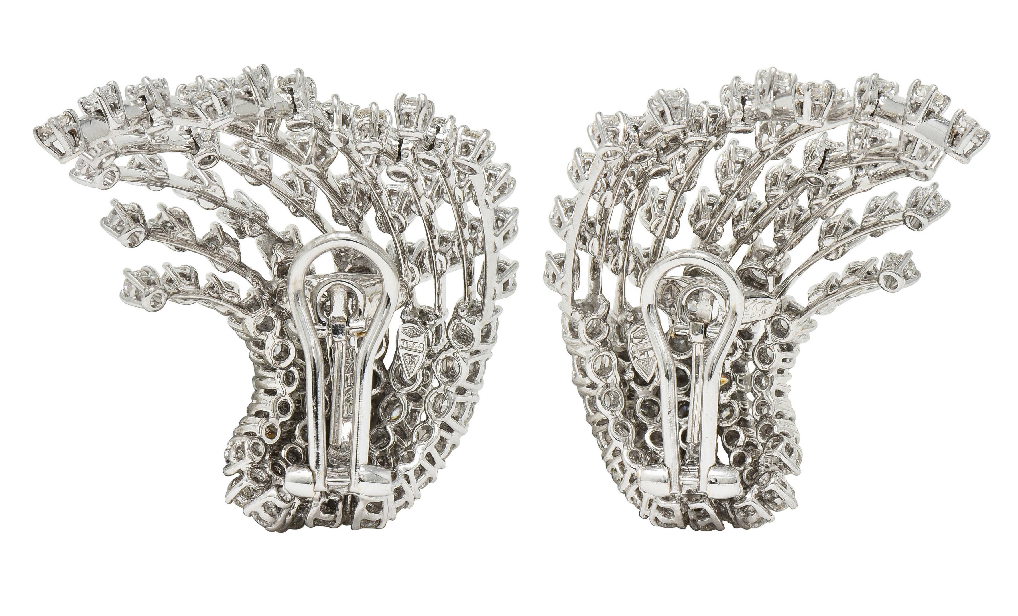 Taille ronde Stefan Hafner Boucles d'oreilles contemporaines en or blanc 18 carats avec 10,76 diamants CTW en vente
