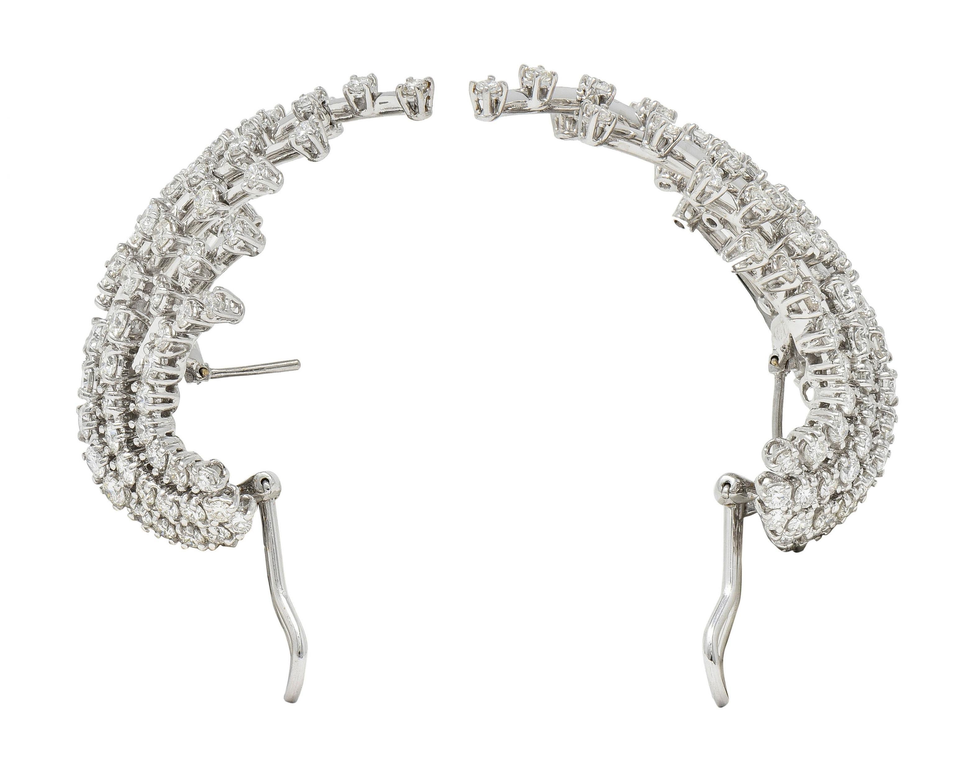 Women's or Men's Stefan Hafner Contemporary 10.76 CTW Diamond 18 Karat White Gold Spray Earrings For Sale