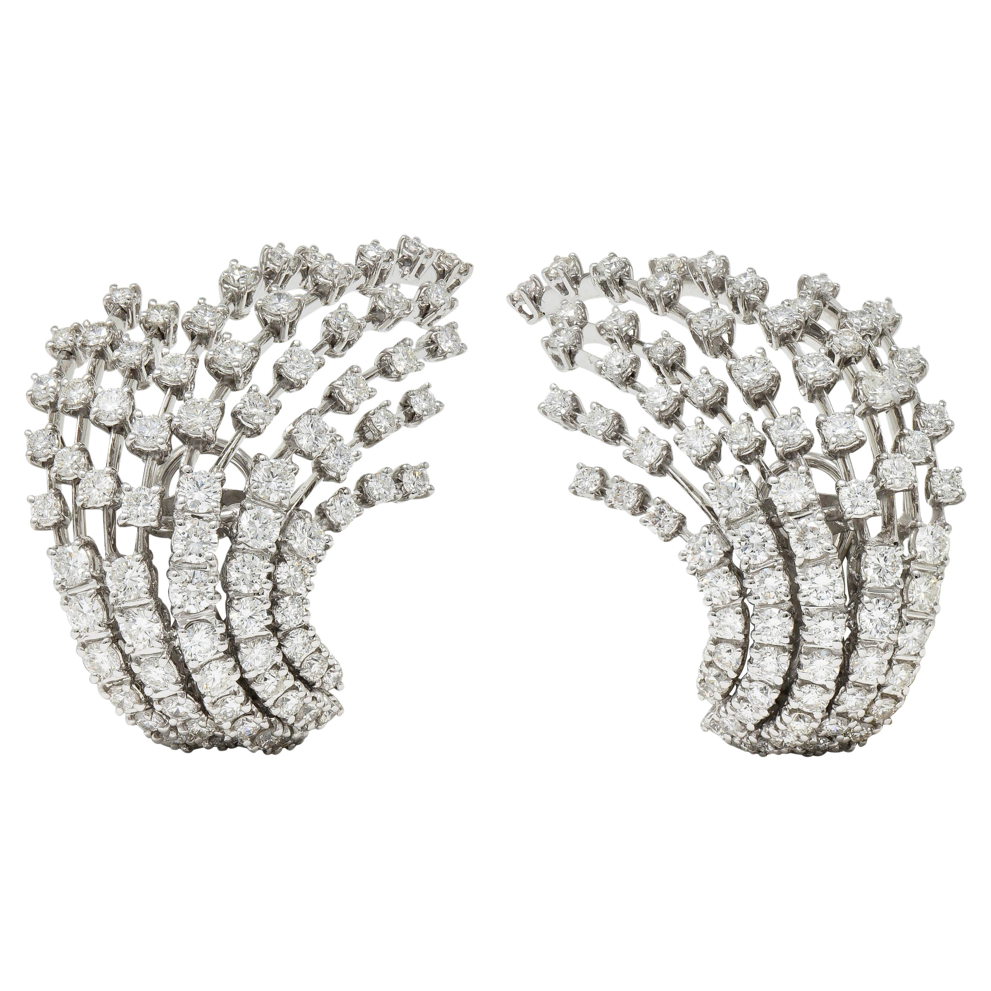 Stefan Hafner Contemporary 10.76 CTW Diamond 18 Karat White Gold Spray Earrings